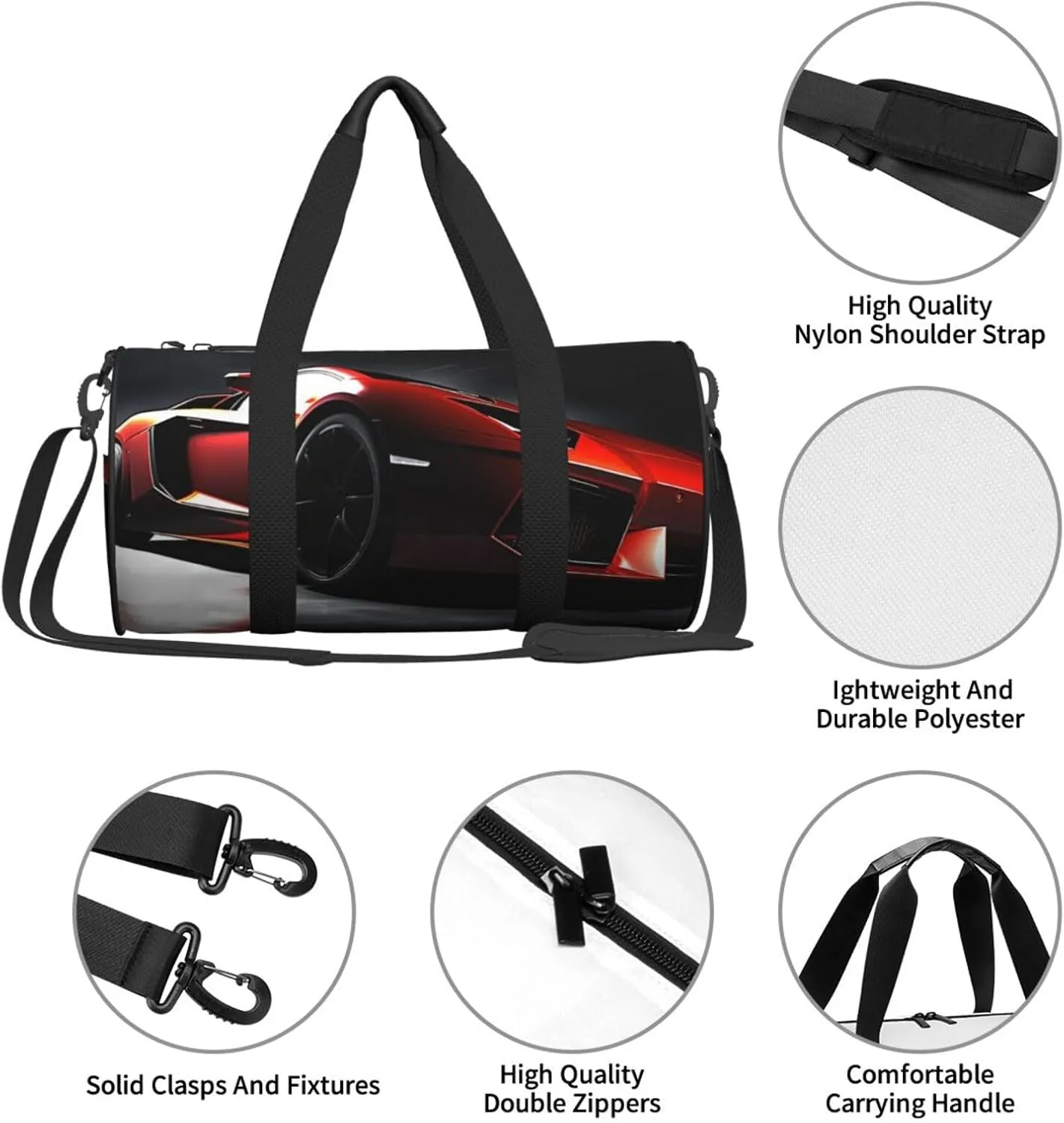 Travel Duffle Bag Weekender Bags for Men Women with Shoe Compartment Large Capacity Weekender Overnight Bag Speed Sport Car Carry On Tote Bags Sport Gym Bag for Travel Yoga