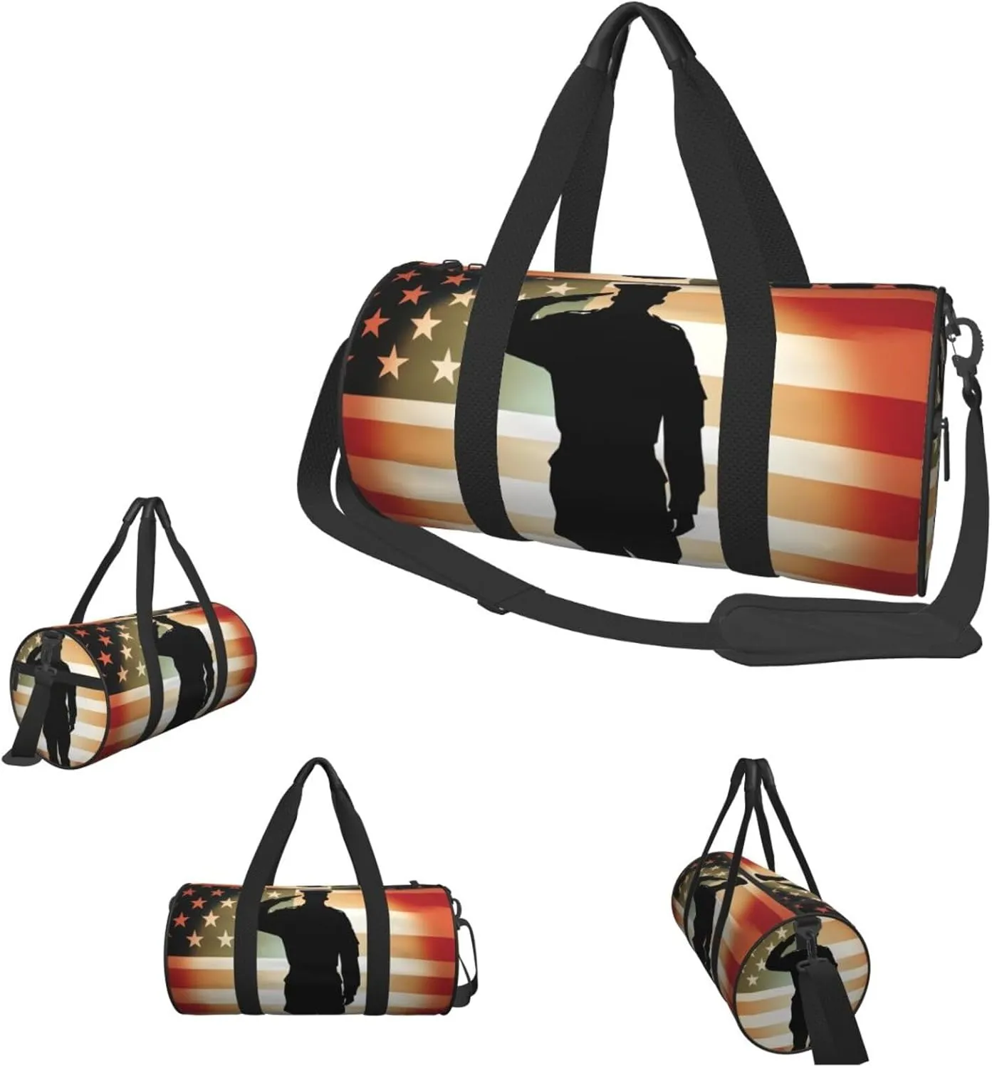Travel Duffle Bag Weekender Bags for Men Women with Shoe Compartment Large Capacity Weekender Overnight Bag Thank You Soldier Saluting America Flag Carry On Tote Bags Sport Gym Bag for Travel Yoga