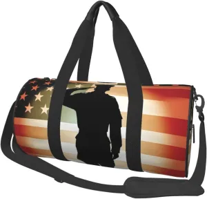 Travel Duffle Bag Weekender Bags for Men Women with Shoe Compartment Large Capacity Weekender Overnight Bag Thank You Soldier Saluting America Flag Carry On Tote Bags Sport Gym Bag for Travel Yoga