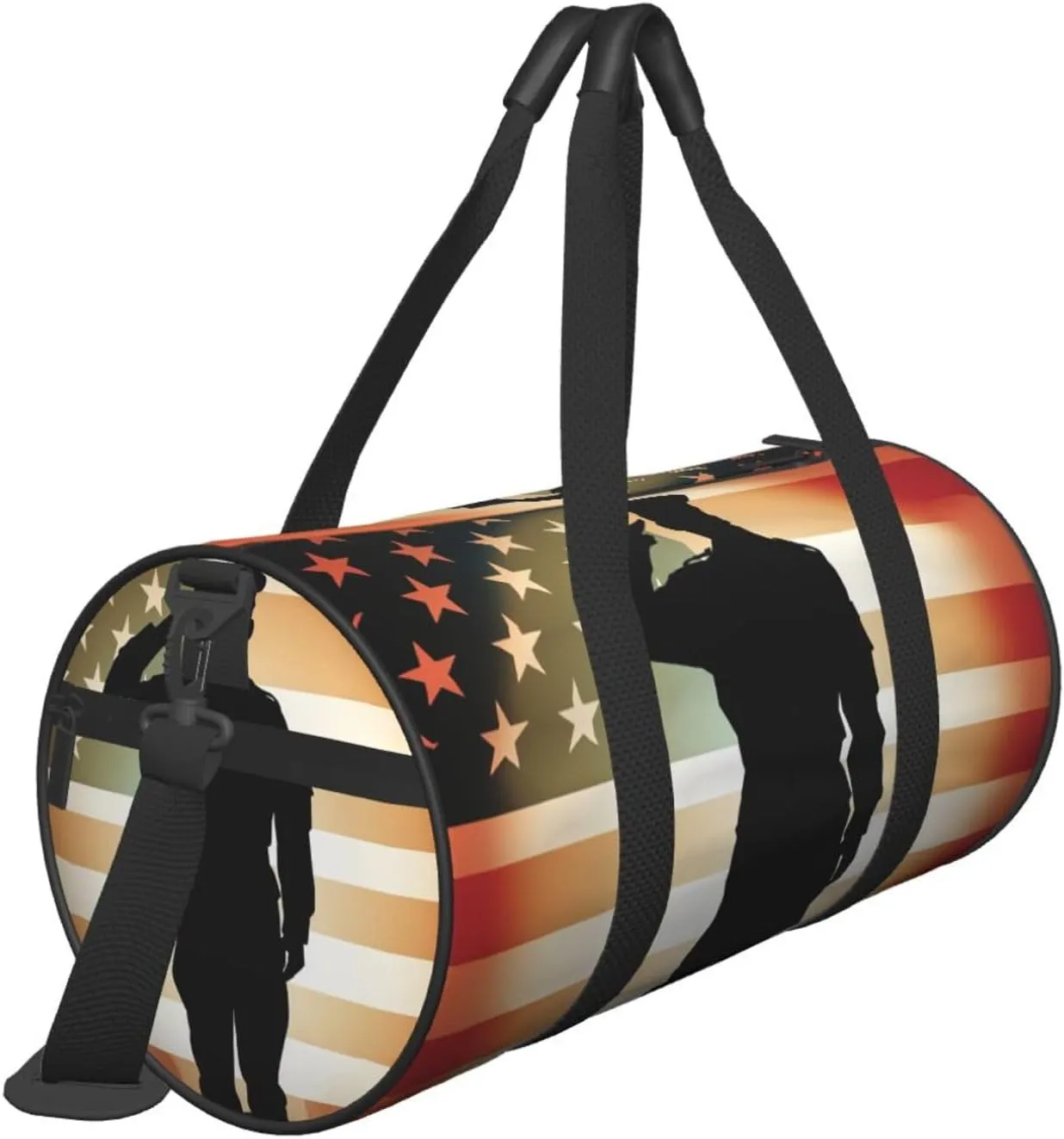 Travel Duffle Bag Weekender Bags for Men Women with Shoe Compartment Large Capacity Weekender Overnight Bag Thank You Soldier Saluting America Flag Carry On Tote Bags Sport Gym Bag for Travel Yoga