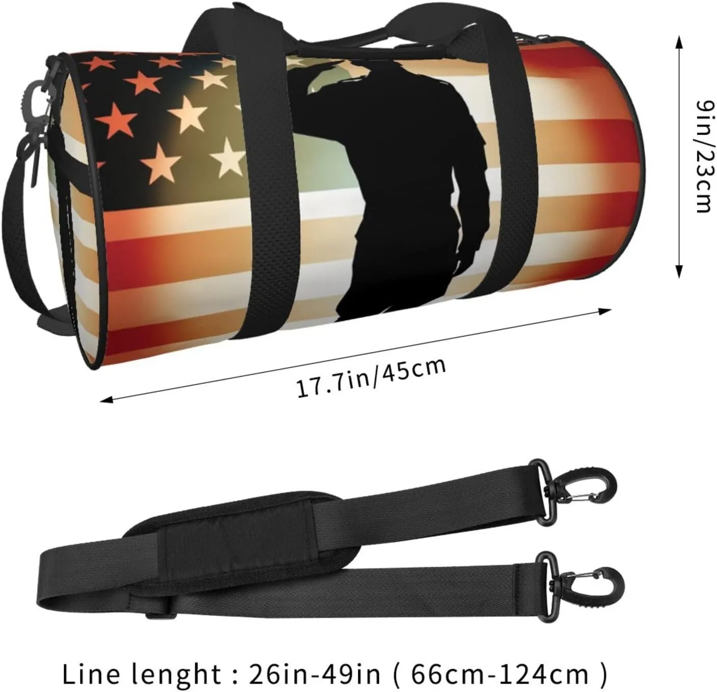 Travel Duffle Bag Weekender Bags for Men Women with Shoe Compartment Large Capacity Weekender Overnight Bag Thank You Soldier Saluting America Flag Carry On Tote Bags Sport Gym Bag for Travel Yoga