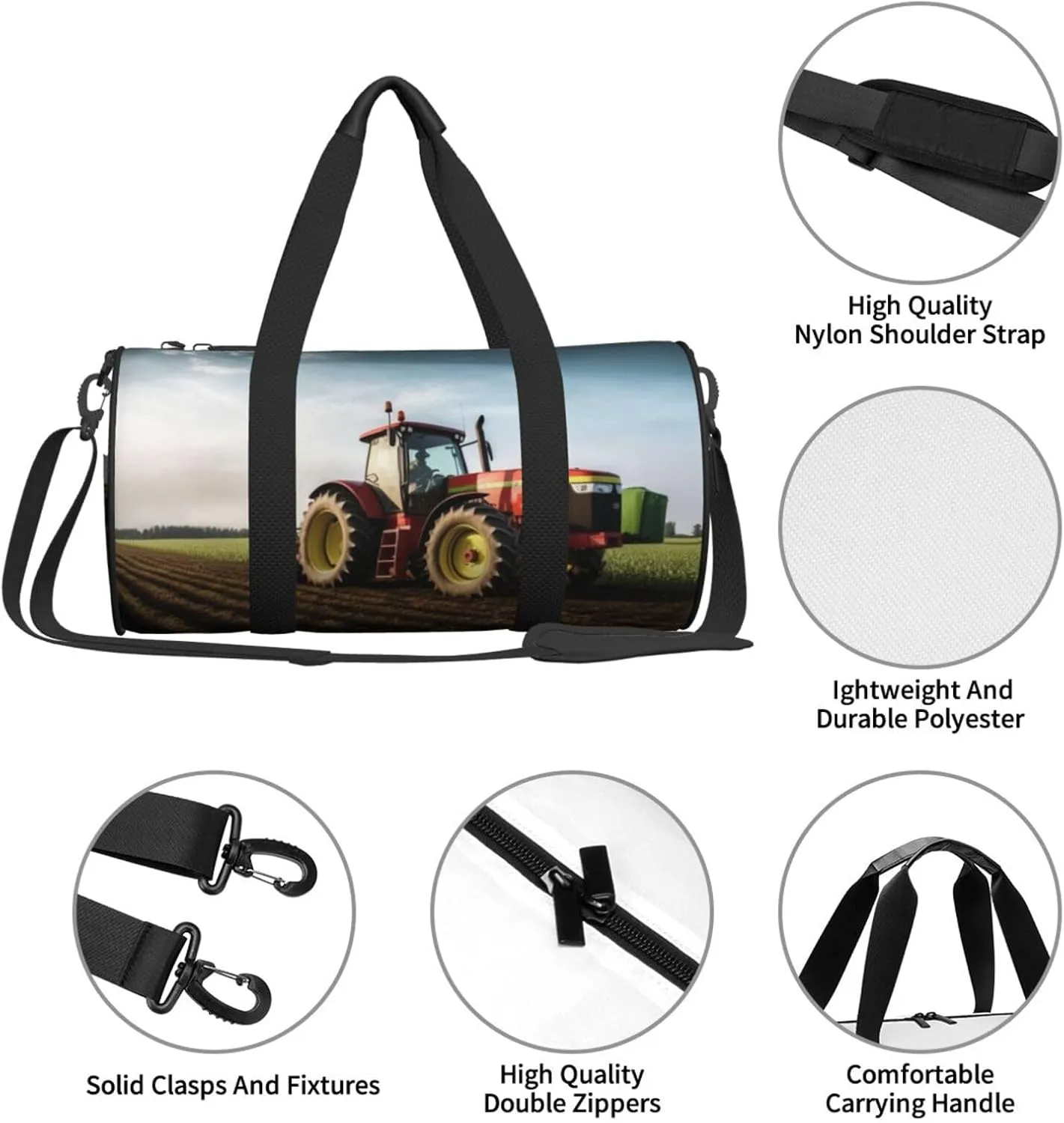 Travel Duffle Bag Weekender Bags For Men Women With Shoe Compartment Large Capacity Weekender Overnight Bag Tractor Farm Carry On Tote Bags Sport Gym Bag For Travel Yoga