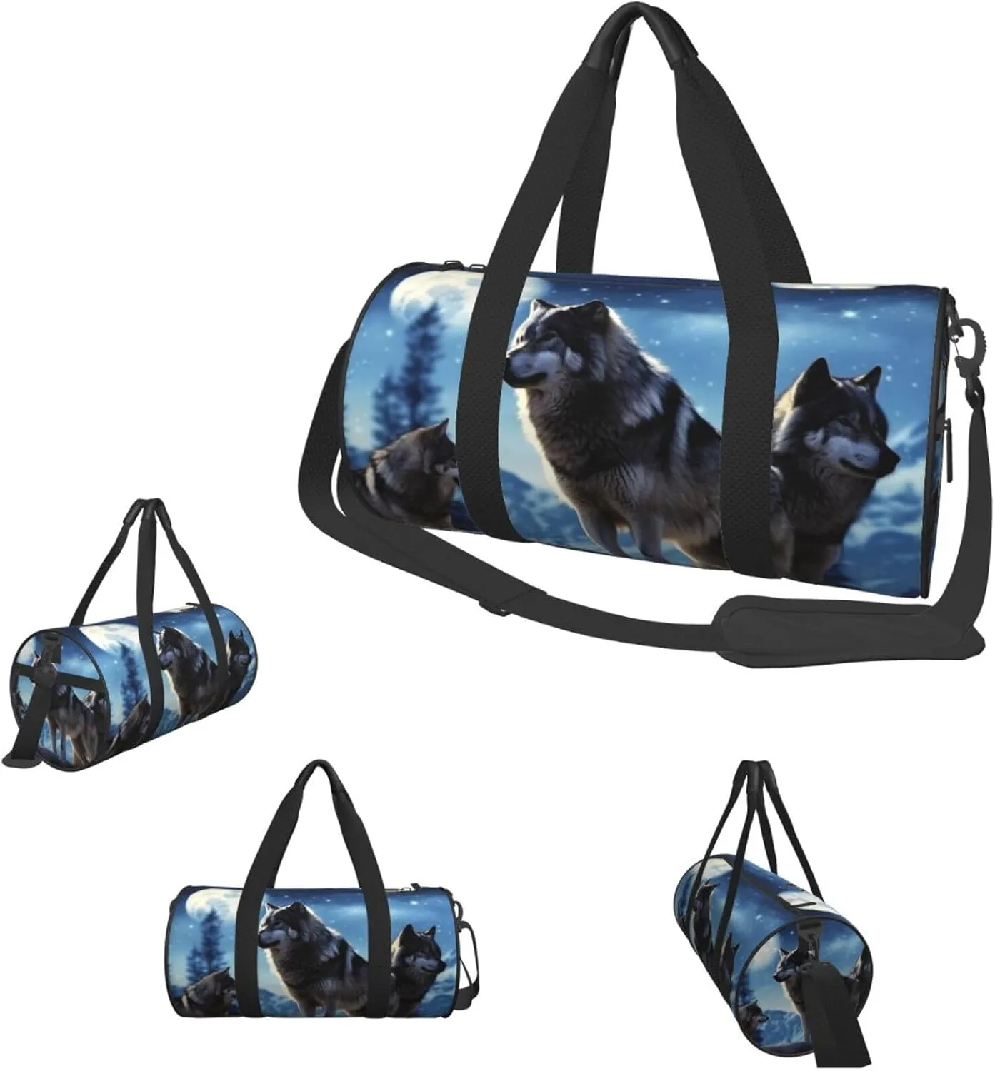 Travel Duffle Bag Weekender Bags For Men Women With Shoe Compartment Large Capacity Weekender Overnight Bag Wolfs Carry On Tote Bags Sport Gym Bag For Travel Yoga