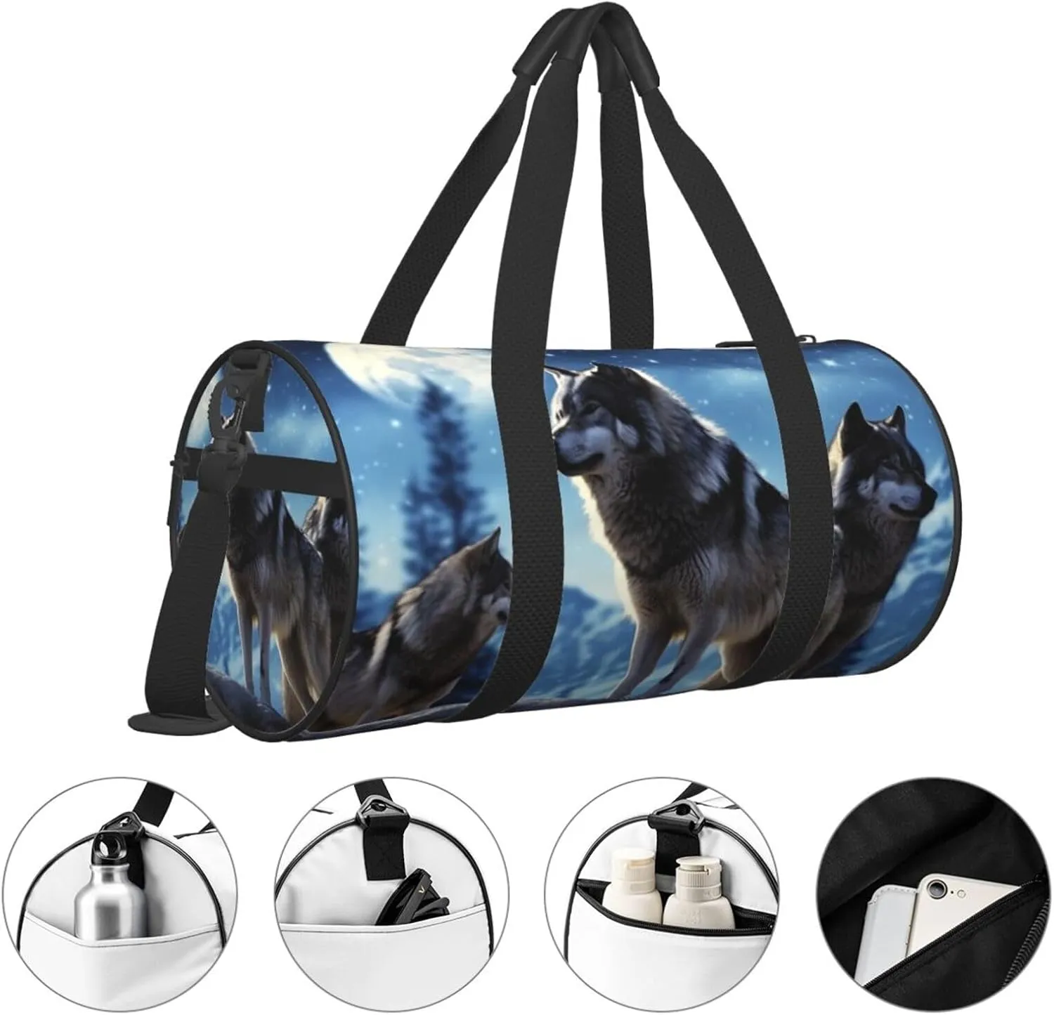 Travel Duffle Bag Weekender Bags For Men Women With Shoe Compartment Large Capacity Weekender Overnight Bag Wolfs Carry On Tote Bags Sport Gym Bag For Travel Yoga