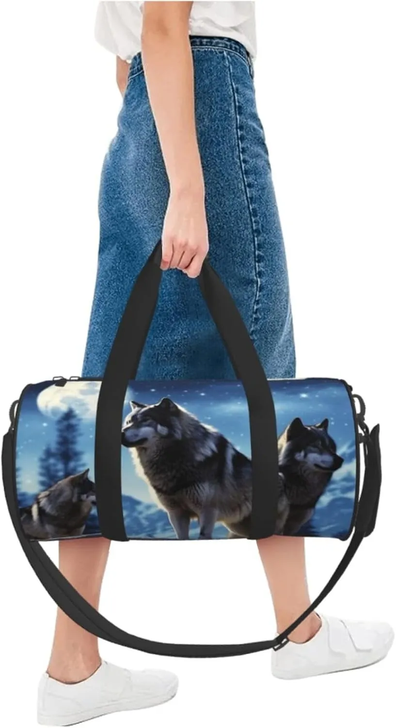 Travel Duffle Bag Weekender Bags For Men Women With Shoe Compartment Large Capacity Weekender Overnight Bag Wolfs Carry On Tote Bags Sport Gym Bag For Travel Yoga