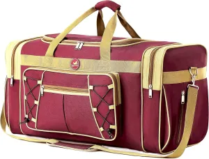 Travel Duffle Bags for Men Weekender Over Night Carry On Bag Lightweight Extra Large Oxford Duffel Gym Sturdy Luggage Water-Proof for Men & Women 26" (Blue Gold)