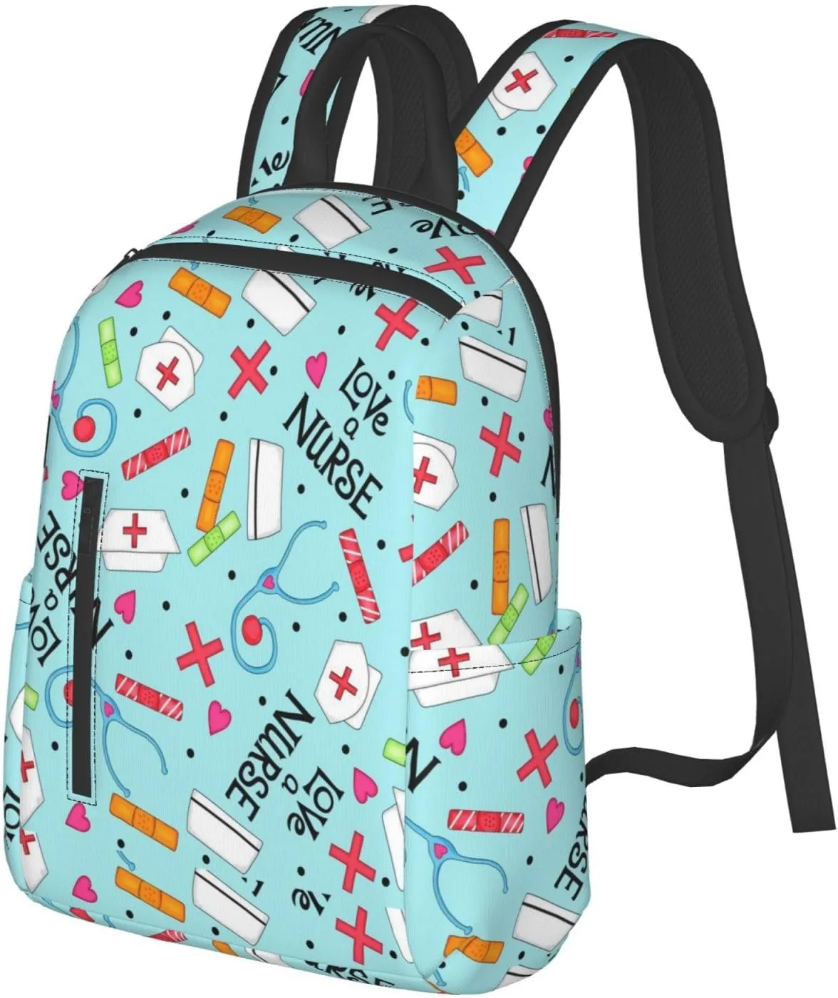 Travel laptop backpack business anti theft durable for Love A Nurse Whimsy Blue backpack college daypack gifts for men & women