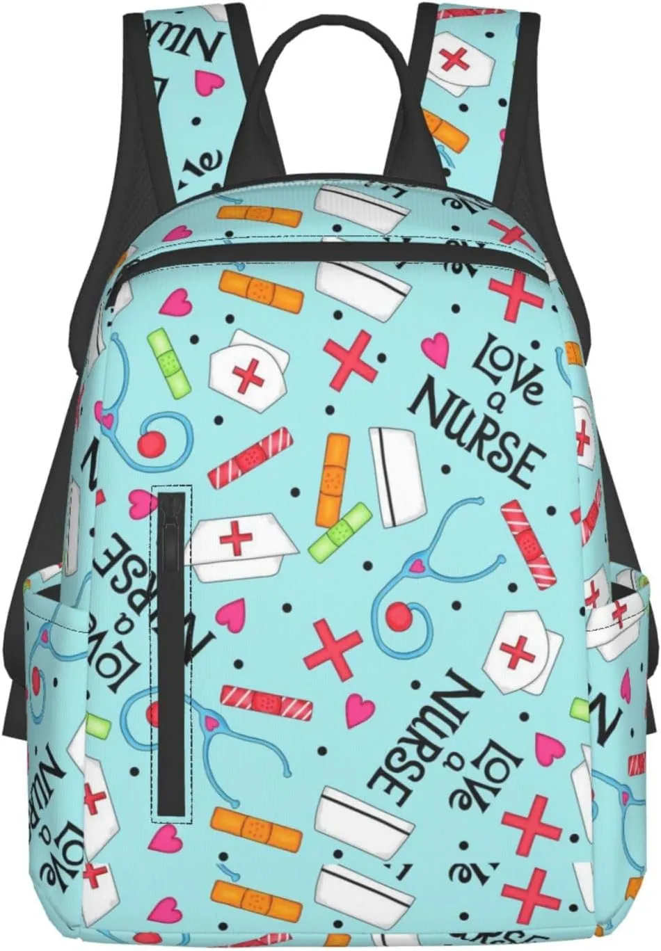 Travel laptop backpack business anti theft durable for Love A Nurse Whimsy Blue backpack college daypack gifts for men & women