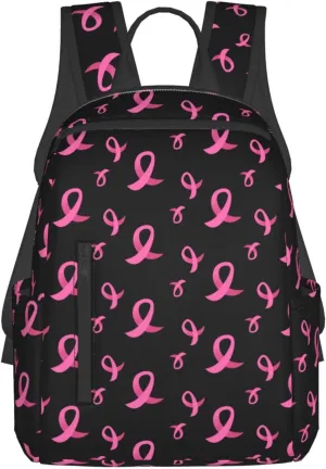 Travel Laptop Backpack Business Breast cancer awareness ribbons black College Computer Bag Gift for Men & Women