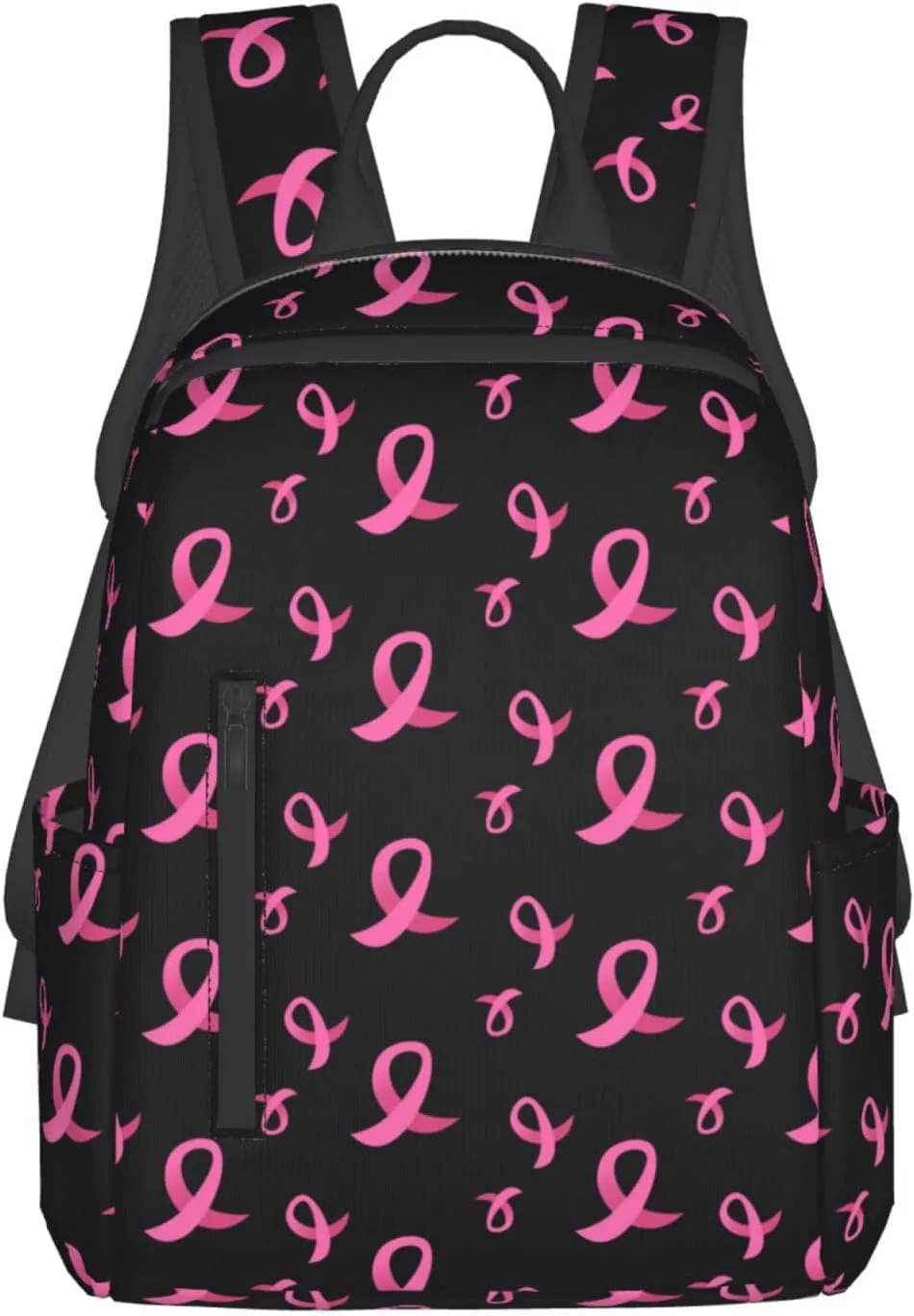 Travel Laptop Backpack Business Breast cancer awareness ribbons black College Computer Bag Gift for Men & Women