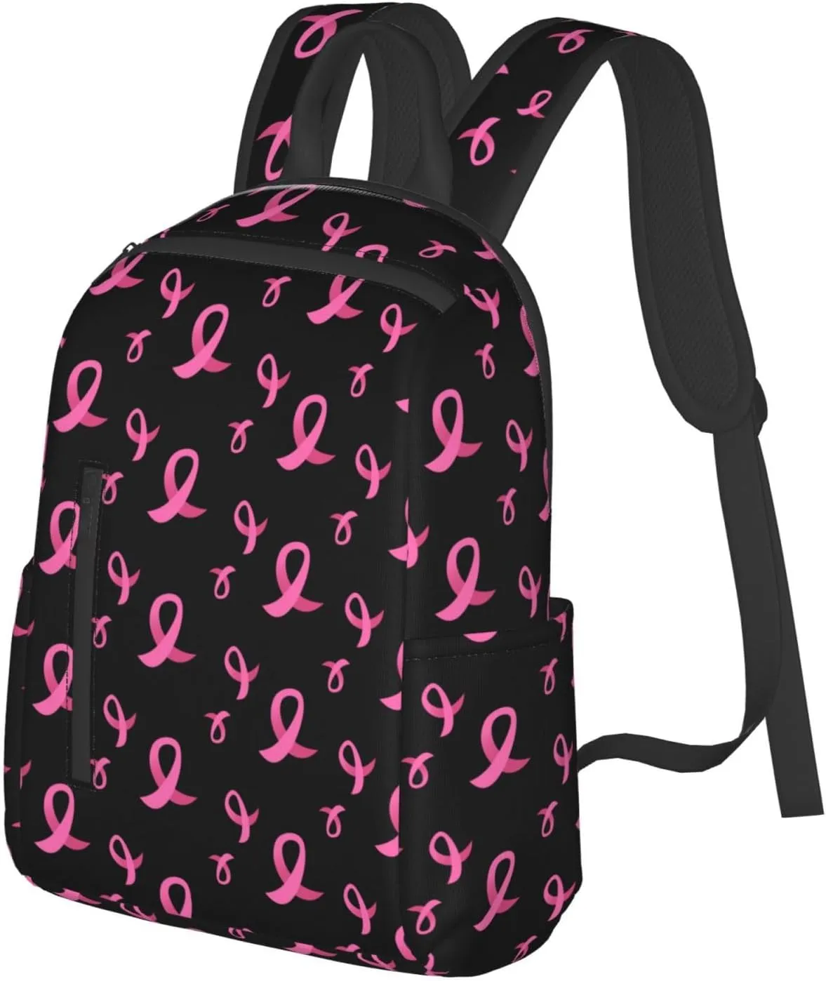 Travel Laptop Backpack Business Breast cancer awareness ribbons black College Computer Bag Gift for Men & Women