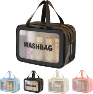 Travel Makeup Bag, Cosmetic Bag Make Up Organizer Case,Large Wide-open Pouch for Women Purse for Toiletries Accessories Brushes,Wash Bag (Black)