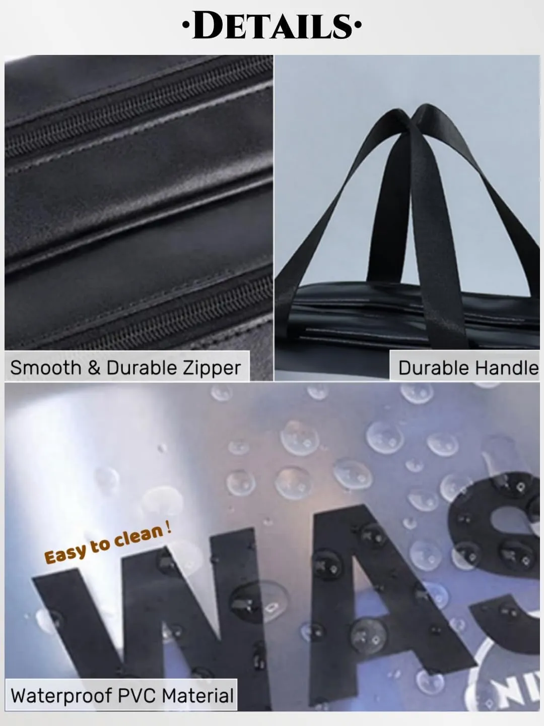 Travel Makeup Bag, Cosmetic Bag Make Up Organizer Case,Large Wide-open Pouch for Women Purse for Toiletries Accessories Brushes,Wash Bag (Black)
