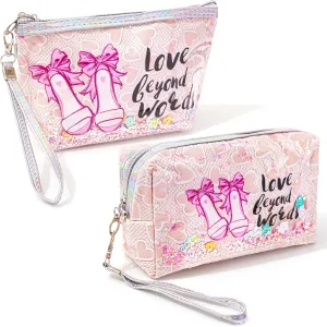 Travel Makeup Bag,Portable Cosmetic Bag, Large Capacity Travel Cosmetic Case Organizer, For Women Toiletry Bag With Zipper And Handle AB1 2 PACK