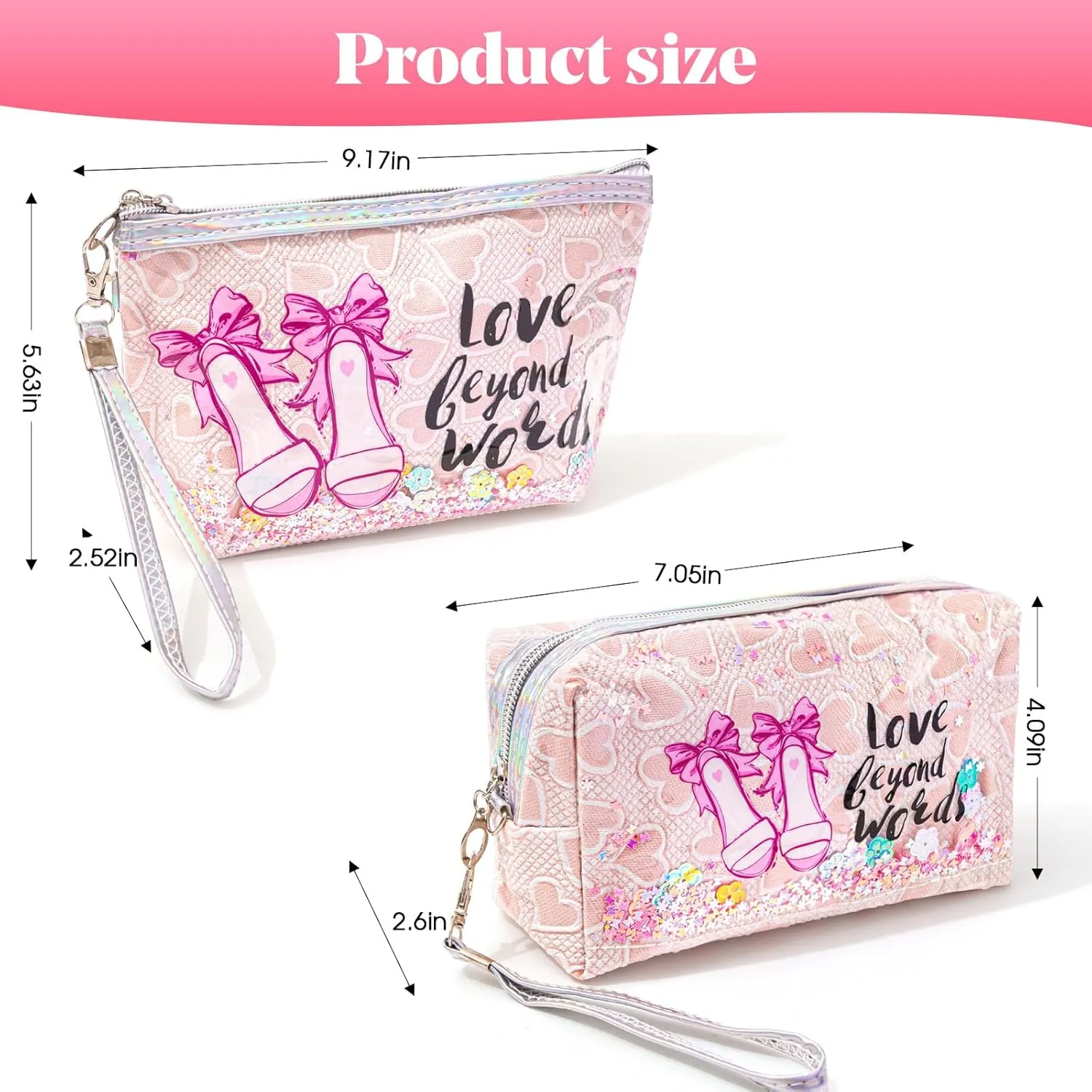 Travel Makeup Bag,Portable Cosmetic Bag, Large Capacity Travel Cosmetic Case Organizer, For Women Toiletry Bag With Zipper And Handle AB1 2 PACK