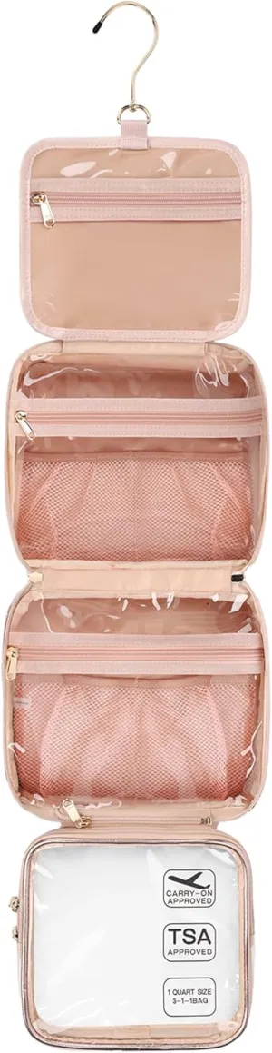 Travel Toiletry Bag for Women, Hanging Toiletry Bag for Toiletries Large Wash Bag for Full Sized Container, Makeup Cosmetic Bag Travel Organizer Waterproof Foldable Makeup Bag for Bathroom