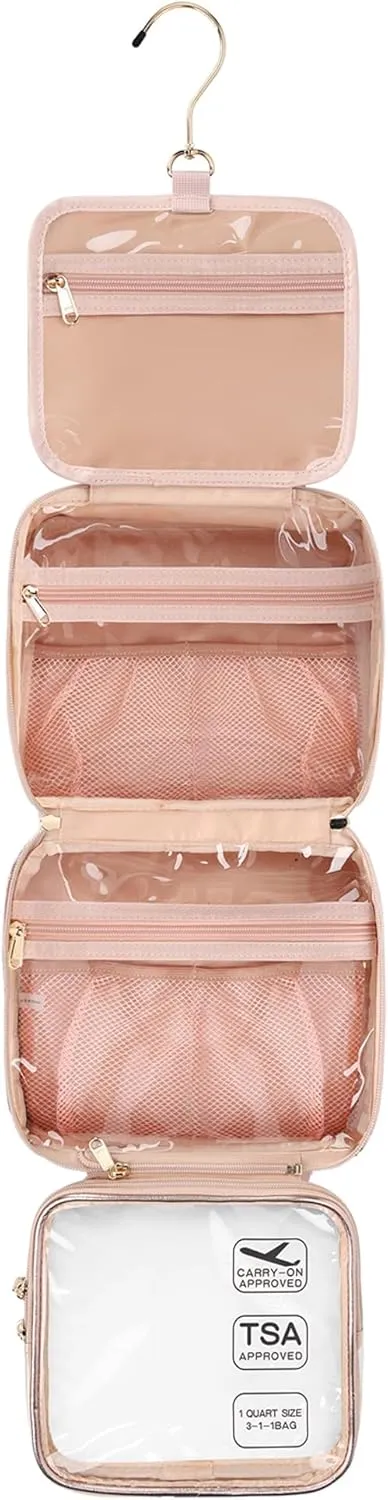 Travel Toiletry Bag for Women, Hanging Toiletry Bag for Toiletries Large Wash Bag for Full Sized Container, Makeup Cosmetic Bag Travel Organizer Waterproof Foldable Makeup Bag for Bathroom