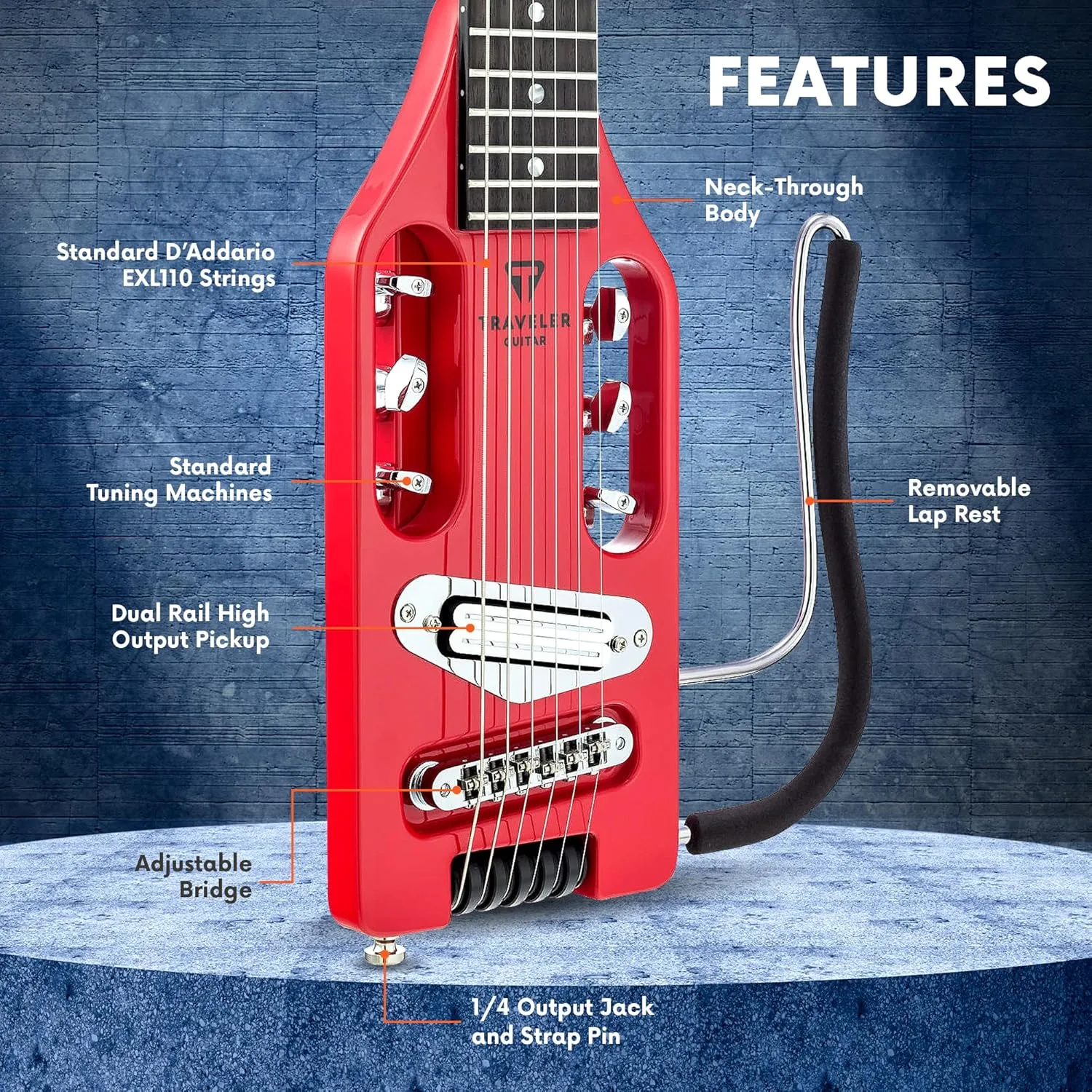 Traveler Guitar Ultra-Light 6 String Solid-Body Electric, Right, Torino Red, (ULE TRDG)