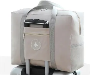 Travels Duffle Weekender Bags Large Overnight Weekend Tote Bag Personal Item Bags with Trolley Sleeve for Airplanes (Large-Beige)