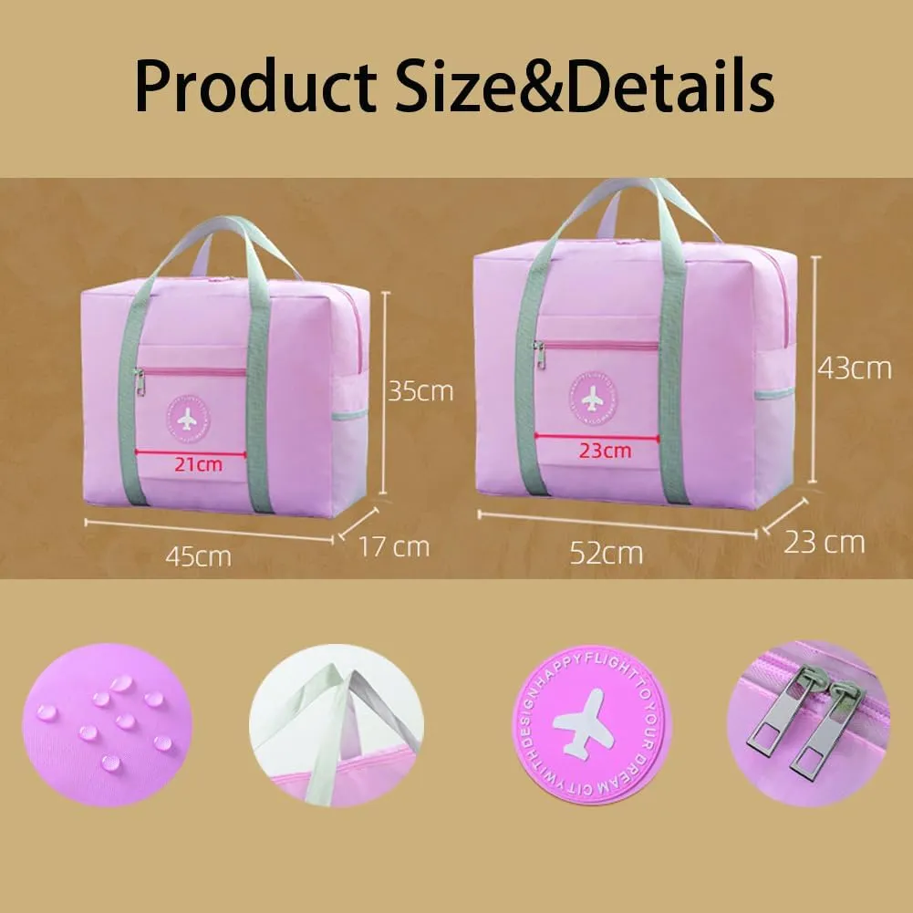 Travels Duffle Weekender Bags Large Overnight Weekend Tote Bag Personal Item Bags with Trolley Sleeve for Airplanes (Large-Beige)