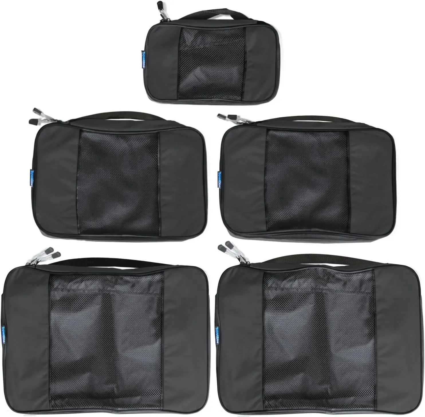 TravelWise Packing Cube System - Durable 5 Piece Weekender Plus Set (Black)