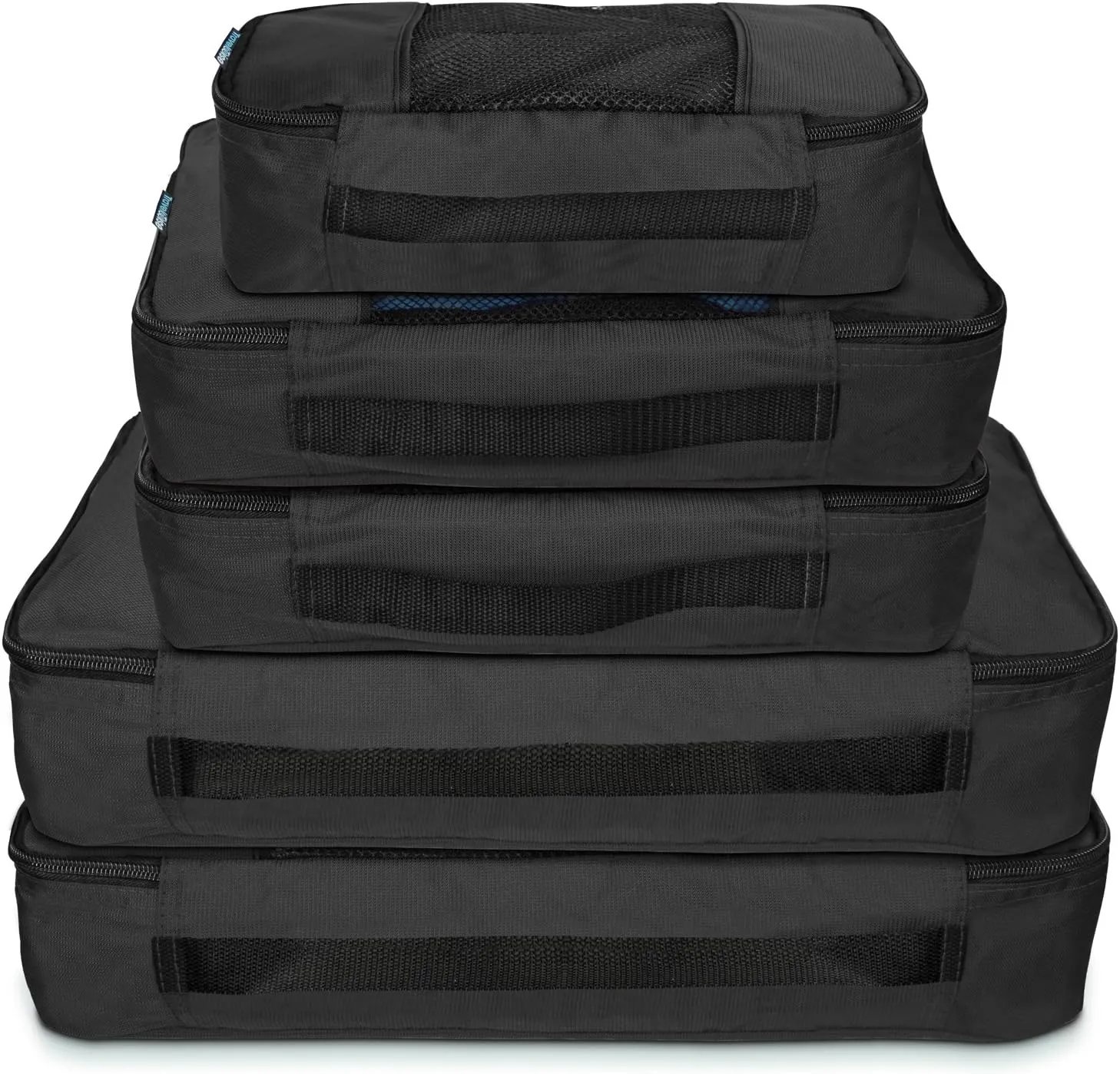 TravelWise Packing Cube System - Durable 5 Piece Weekender Plus Set (Black)