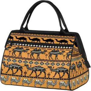 Tribal Camel Weekender Bags for Women 25L Small Travel Duffel Bag Teen Girl Camel Overnight Tote Bags Ladies Gym Duffle Carry On Bag