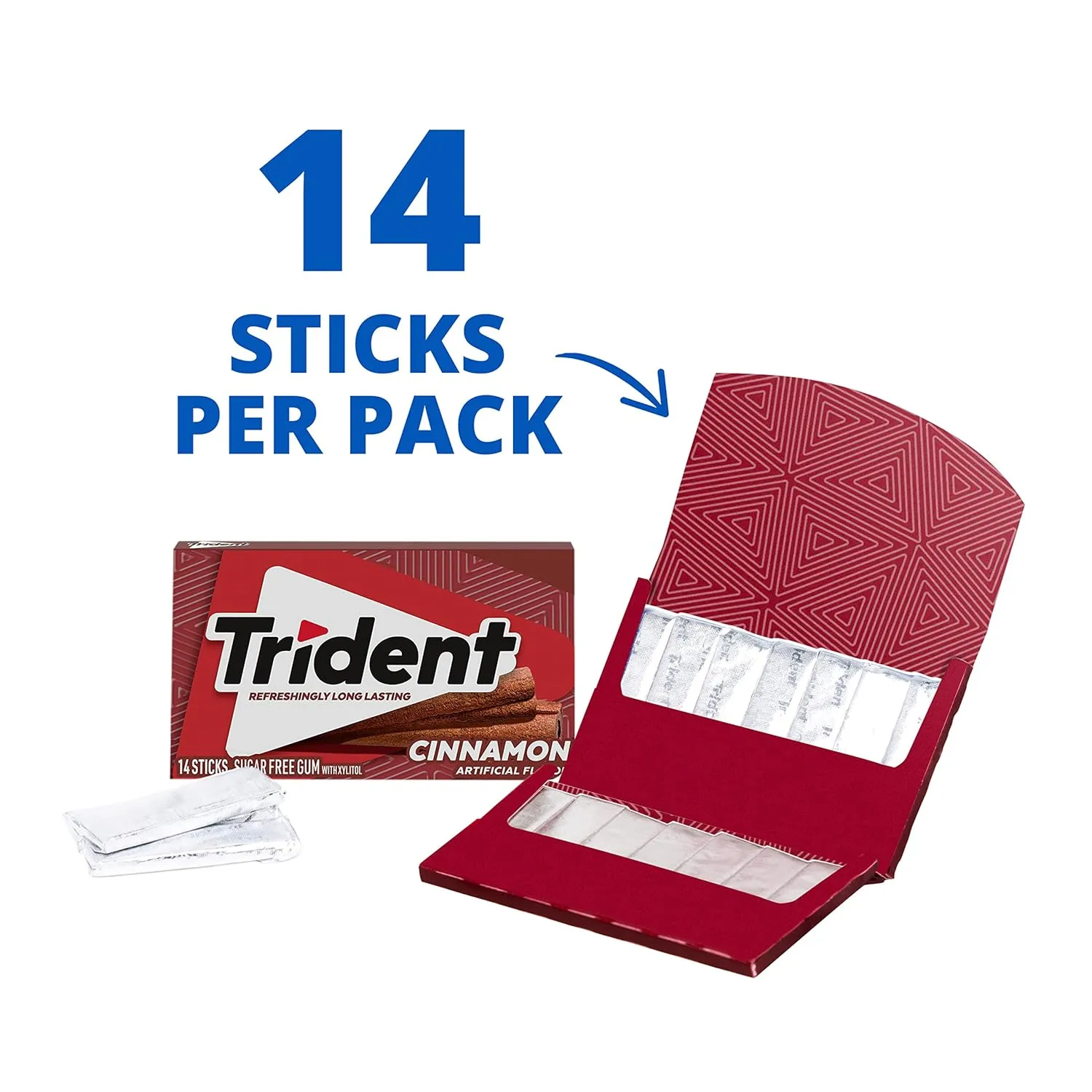 Trident Cinnamon Sugar Free Gum, 24 Packs of 14 Pieces (336 Total Pieces)