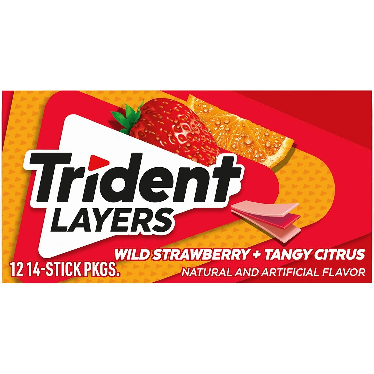 Trident Layers Strawberry & Citrus Sugar Free Gum, 12 Packs of 14 Pieces