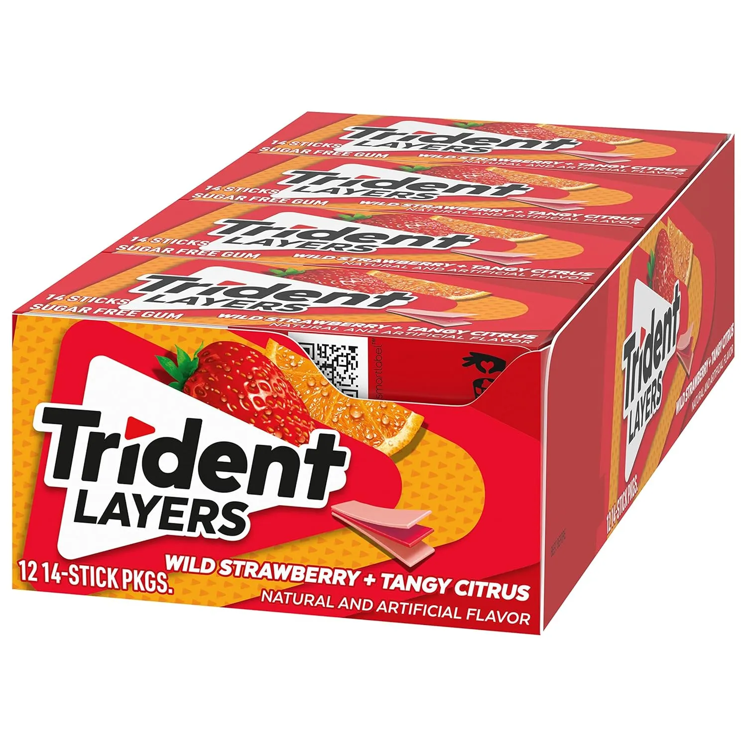 Trident Layers Strawberry & Citrus Sugar Free Gum, 12 Packs of 14 Pieces