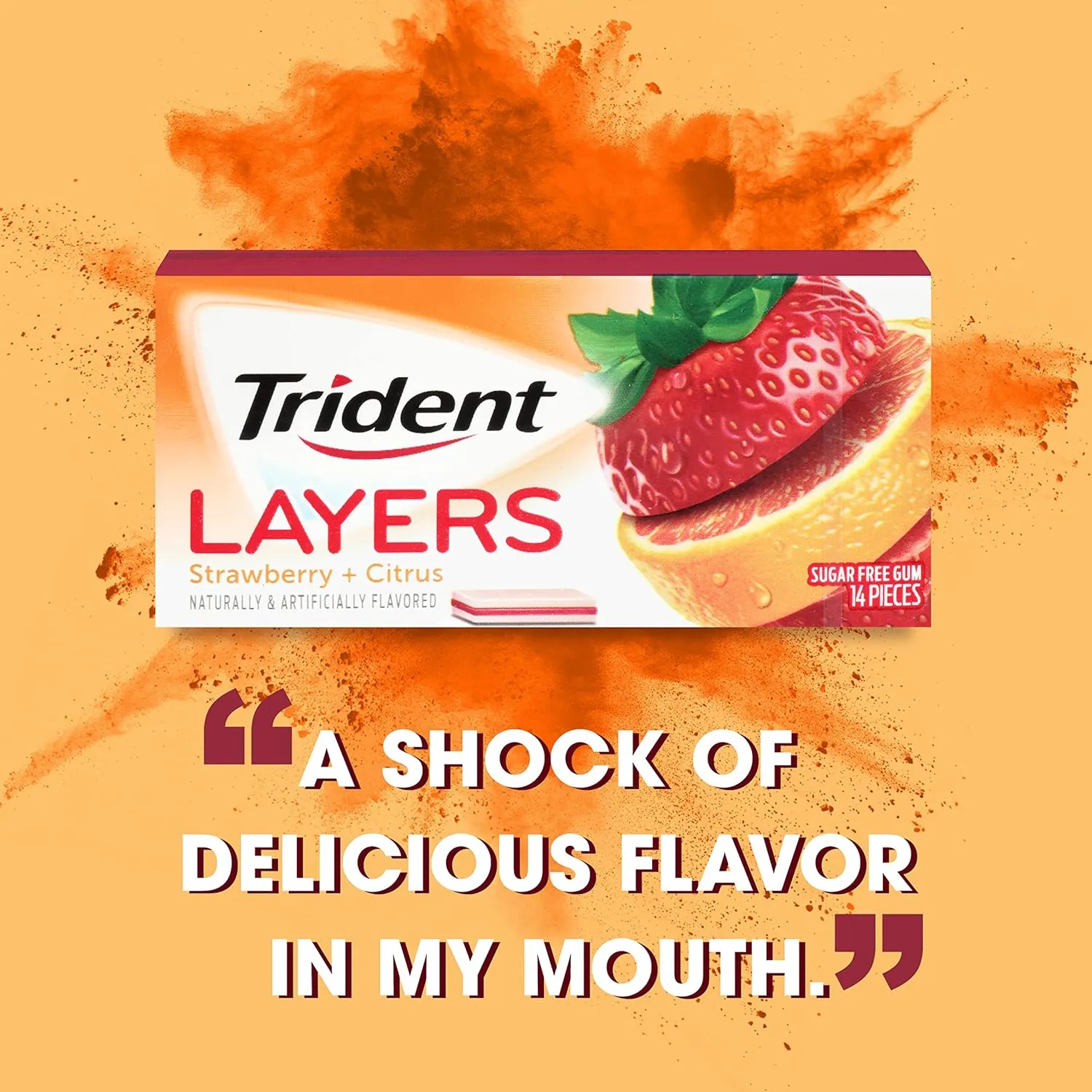 Trident Layers Strawberry & Citrus Sugar Free Gum, 12 Packs of 14 Pieces
