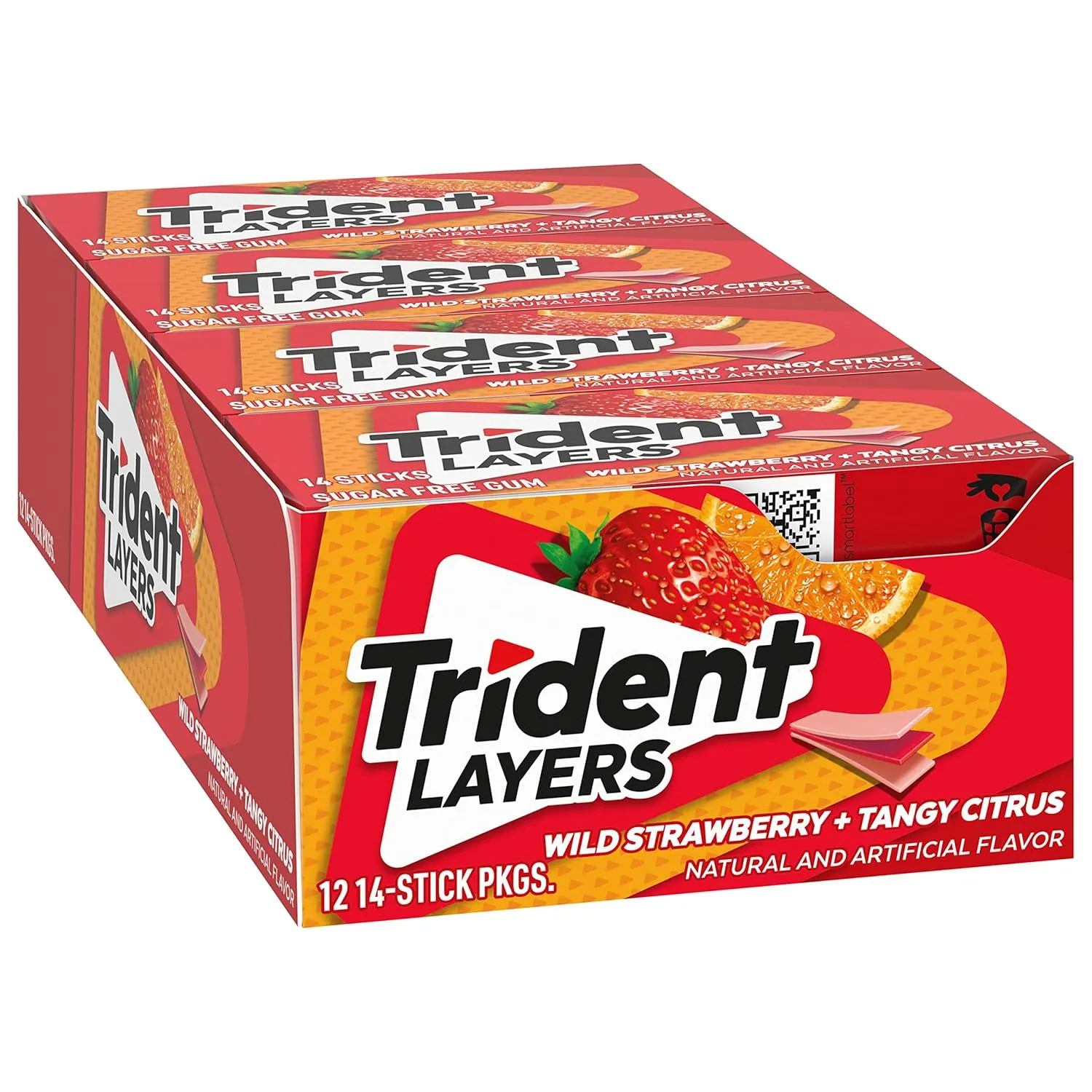 Trident Layers Strawberry & Citrus Sugar Free Gum, 12 Packs of 14 Pieces