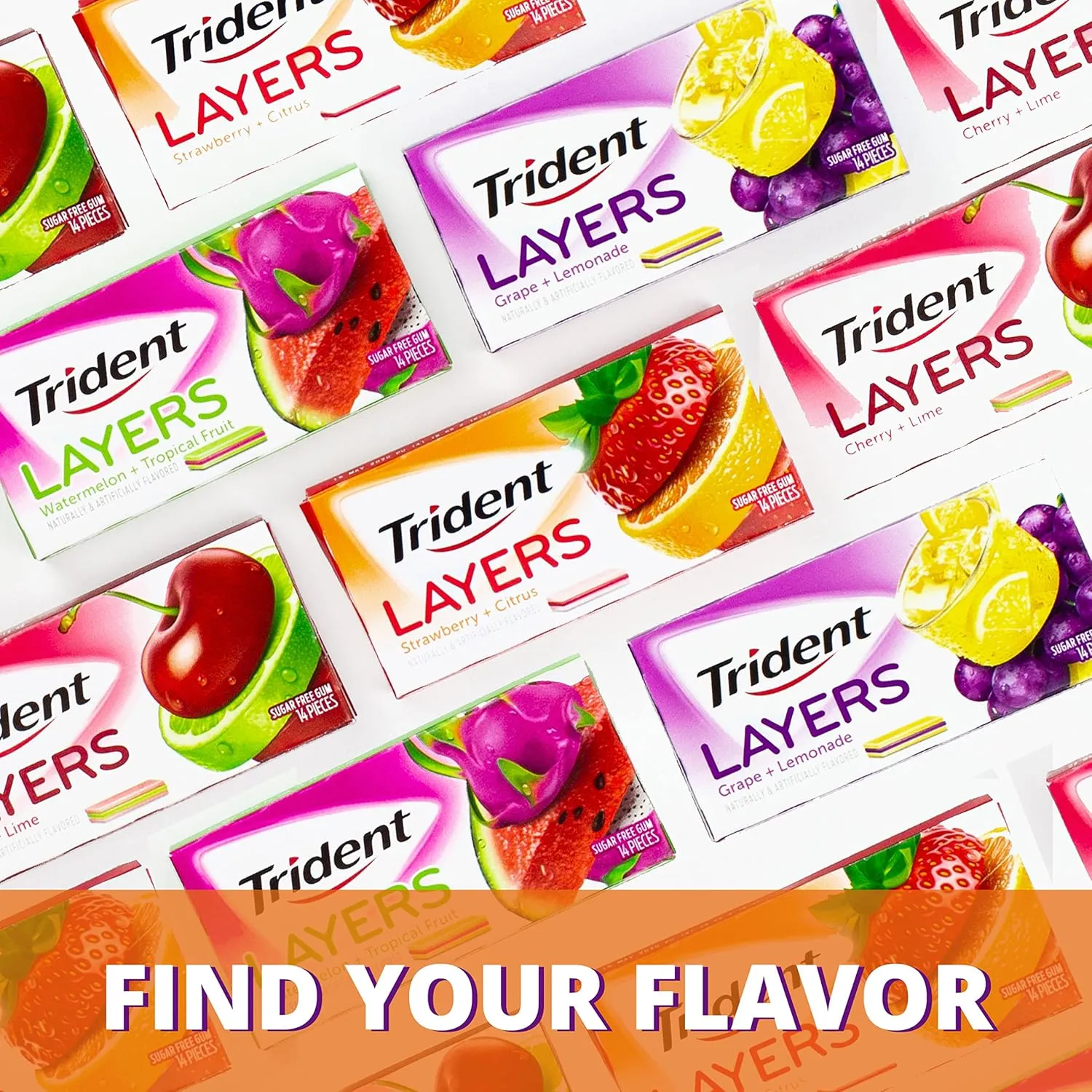 Trident Layers Strawberry & Citrus Sugar Free Gum, 12 Packs of 14 Pieces