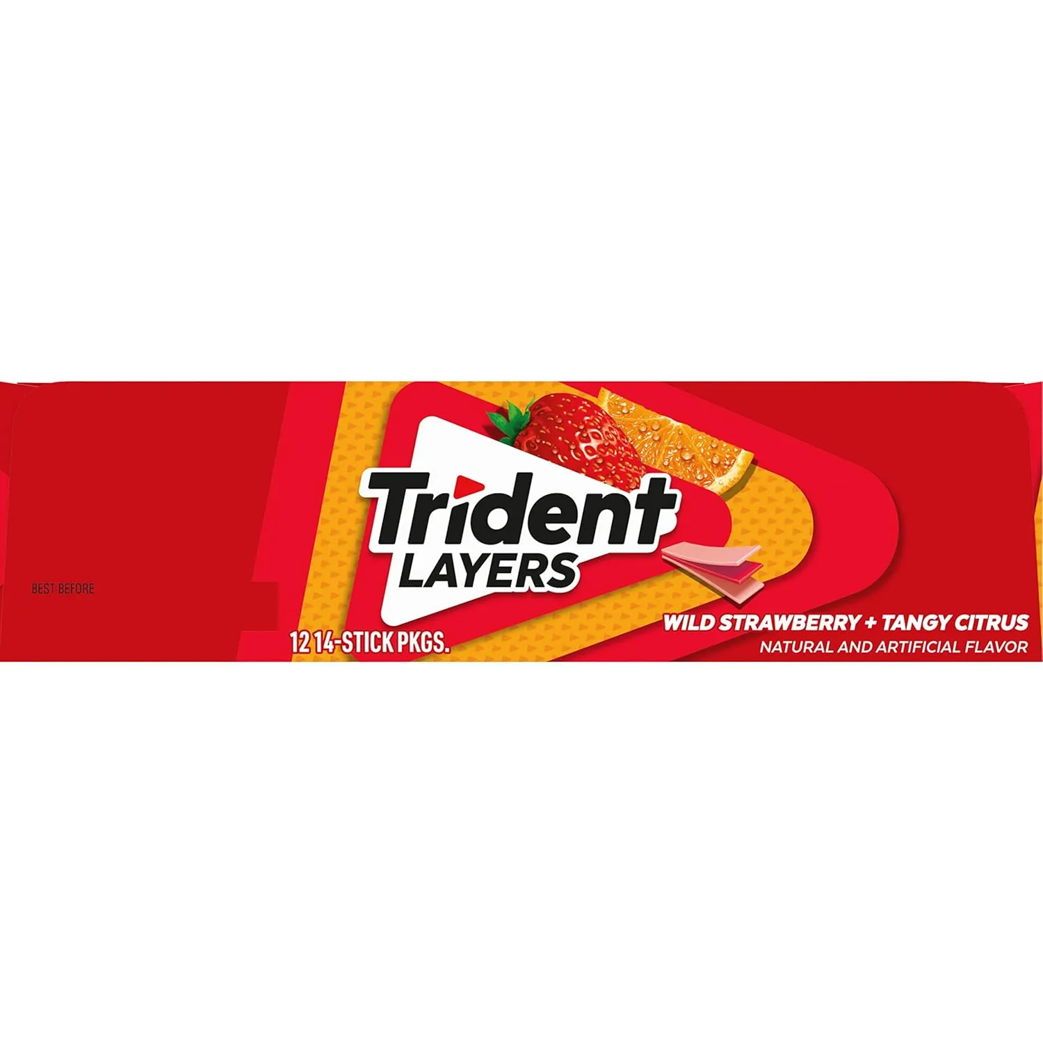 Trident Layers Strawberry & Citrus Sugar Free Gum, 12 Packs of 14 Pieces