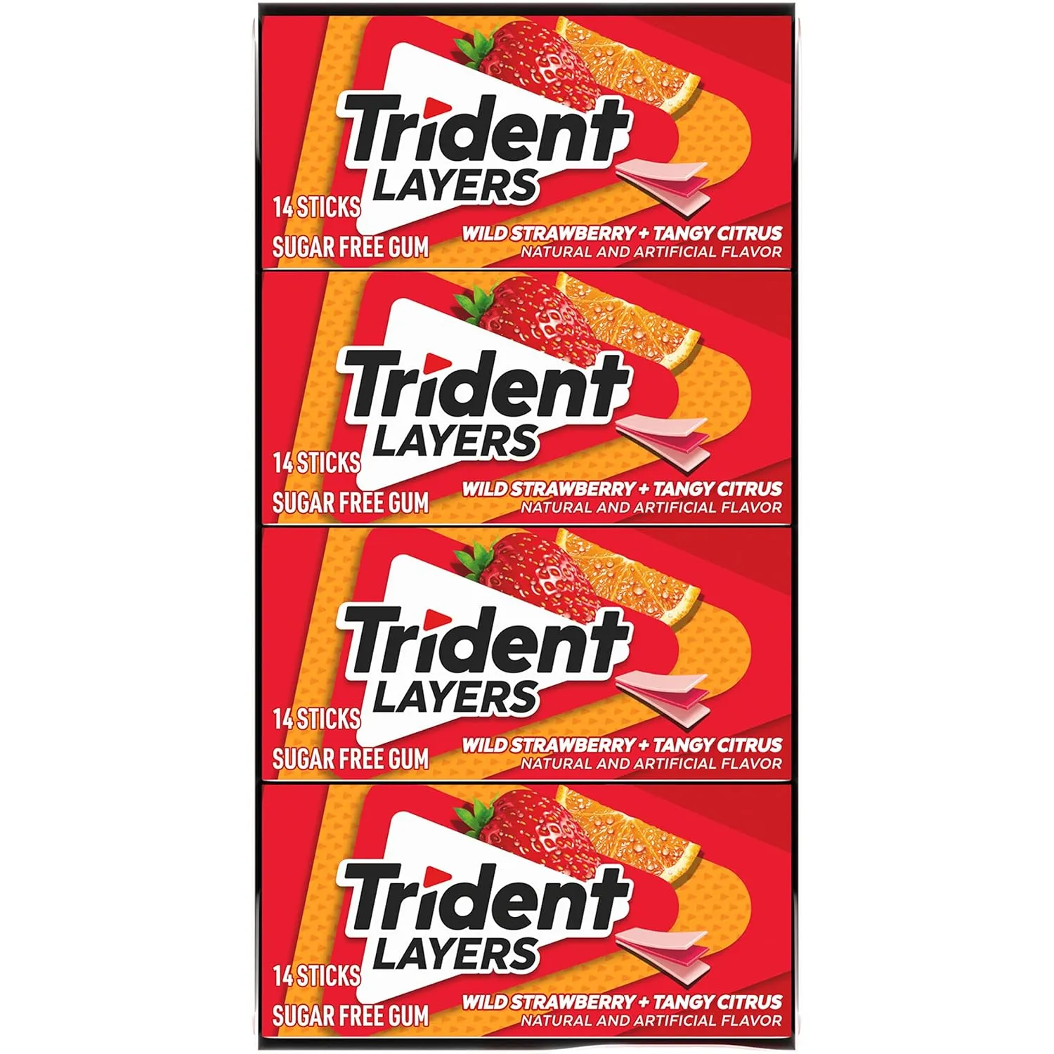 Trident Layers Strawberry & Citrus Sugar Free Gum, 12 Packs of 14 Pieces