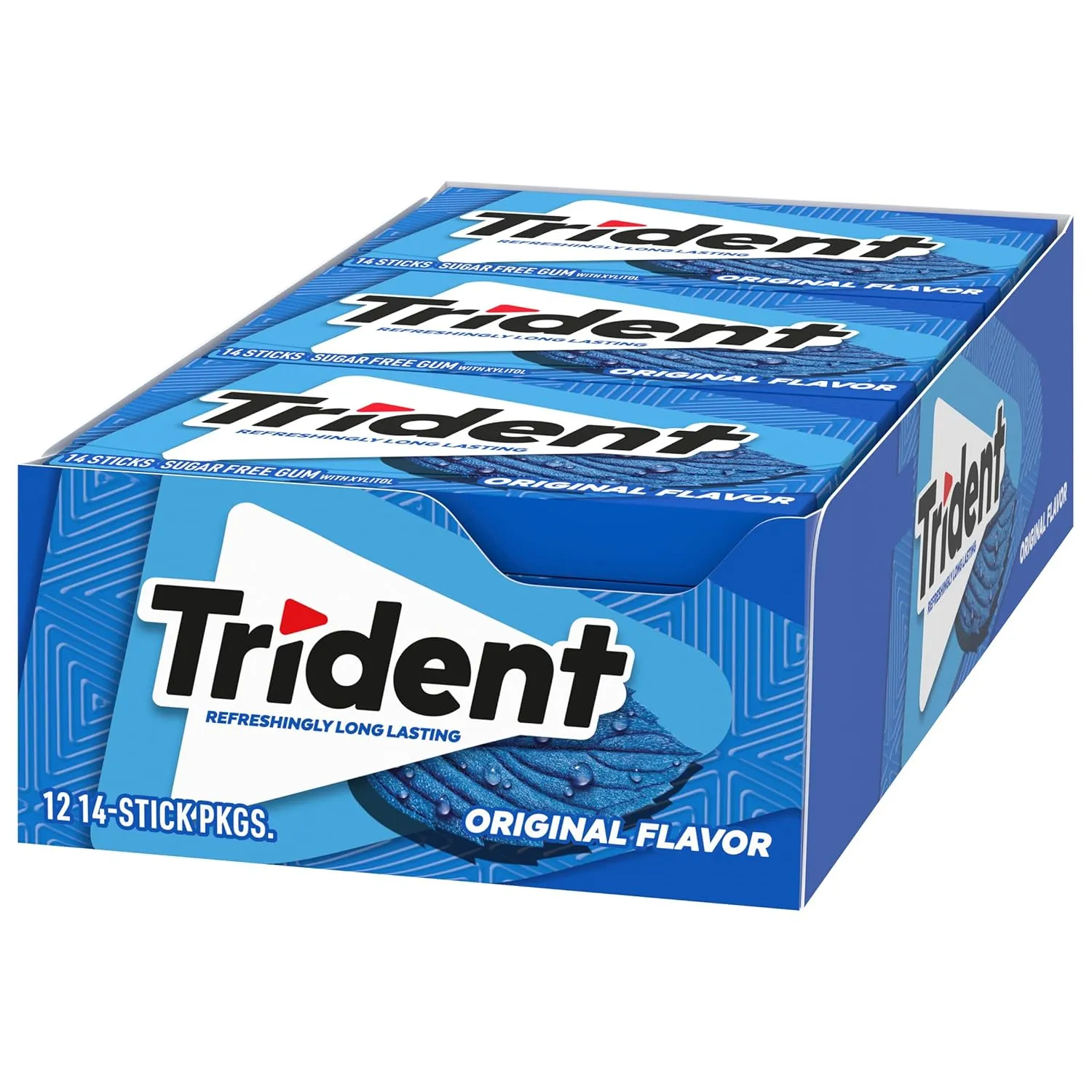 Trident Original Flavor Sugar Free Gum, 12 Packs of 14 Pieces (168 Total Pieces)