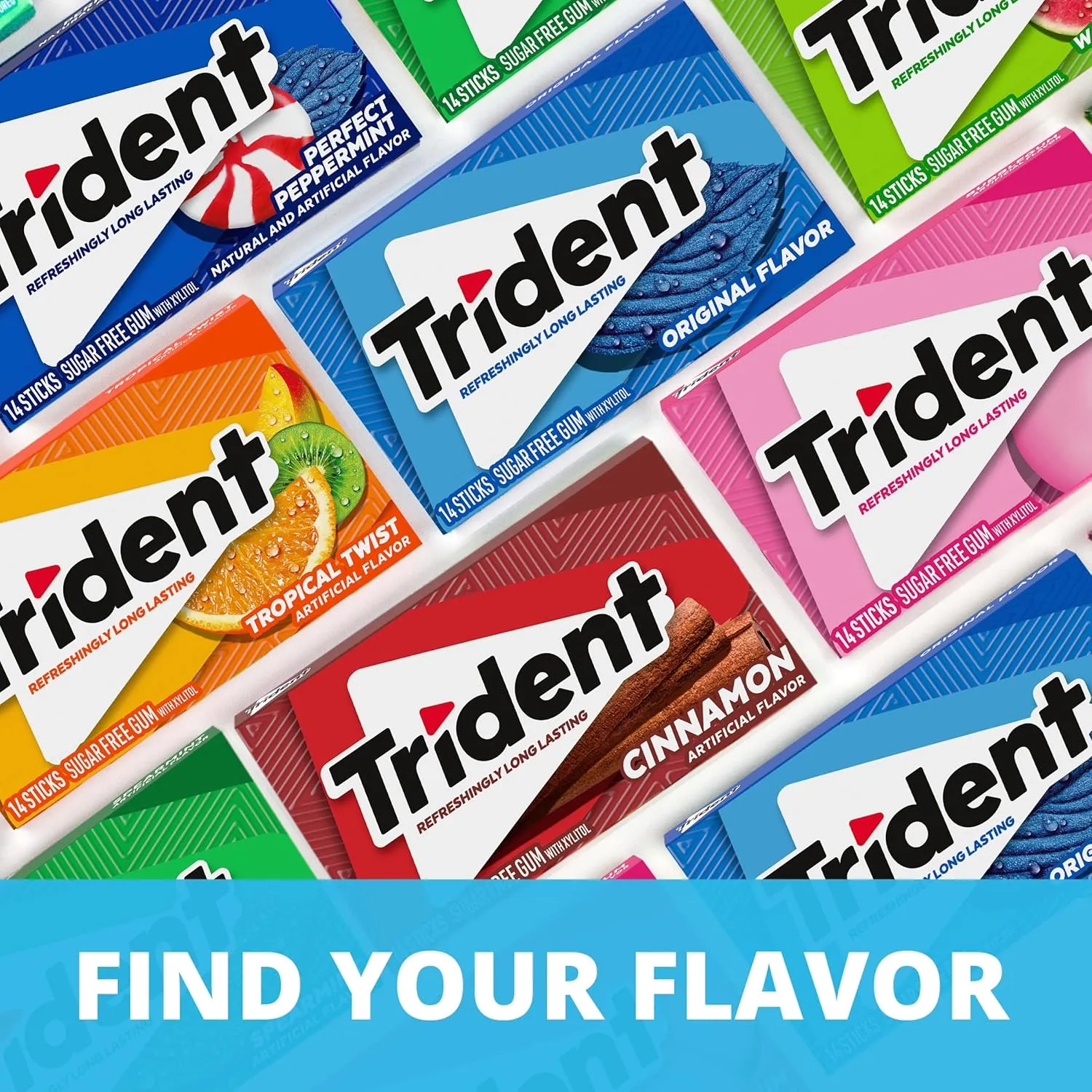 Trident Original Flavor Sugar Free Gum, 12 Packs of 14 Pieces (168 Total Pieces)