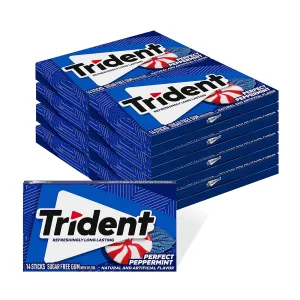 Trident Perfect Peppermint Sugar Free Gum, 14 Count (Pack of 10)