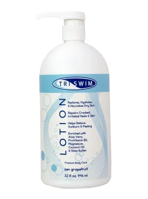 TRISWIM Swim Lotion 32oz | Neutralizes Chlorine, Bromine & Saltwater Odors | Hydrates, Restores & Nourishes Dry Skin | Aloe Vera, Shea Butter & Coconut Oil | Zen Grapefruit Scent
