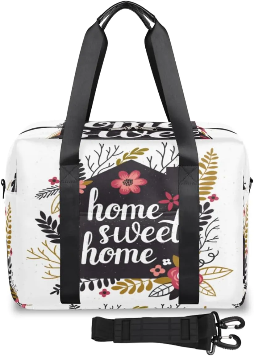 Tropic Floral Quote Home Weekender Bag, Waterproof Travel Duffel Bags, Overnight Bags for Women, Duffel Bag with Trolley Sleeve, for Men Travel Business Gym Gift