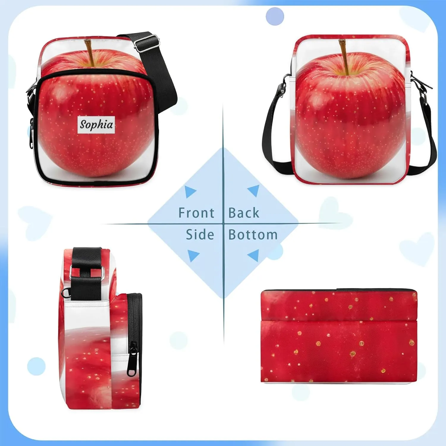 TropicalLife Personalized Crossbody Bag for Women Men Custom Name Messenger Bags