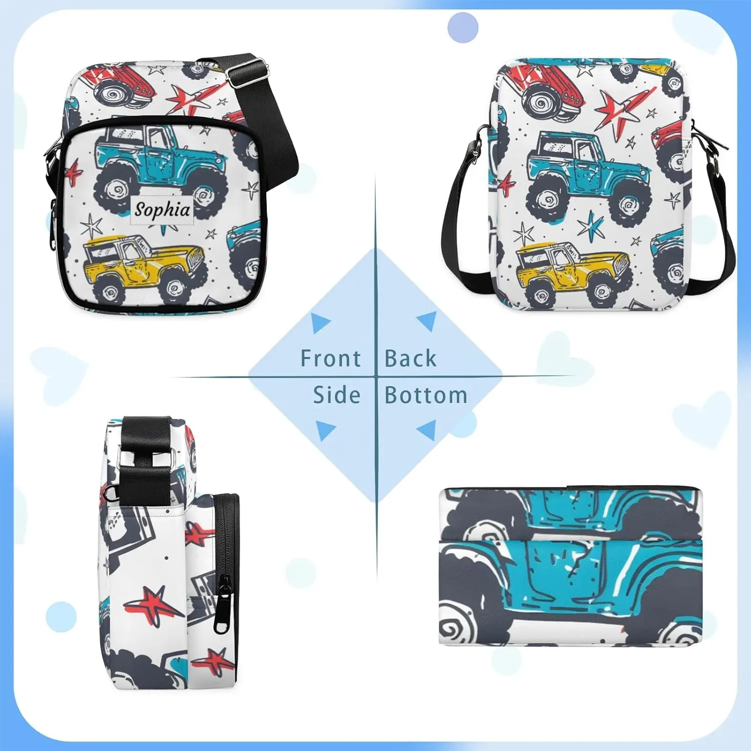 TropicalLife Personalized Crossbody Bag for Women Men Custom Name Messenger Bags