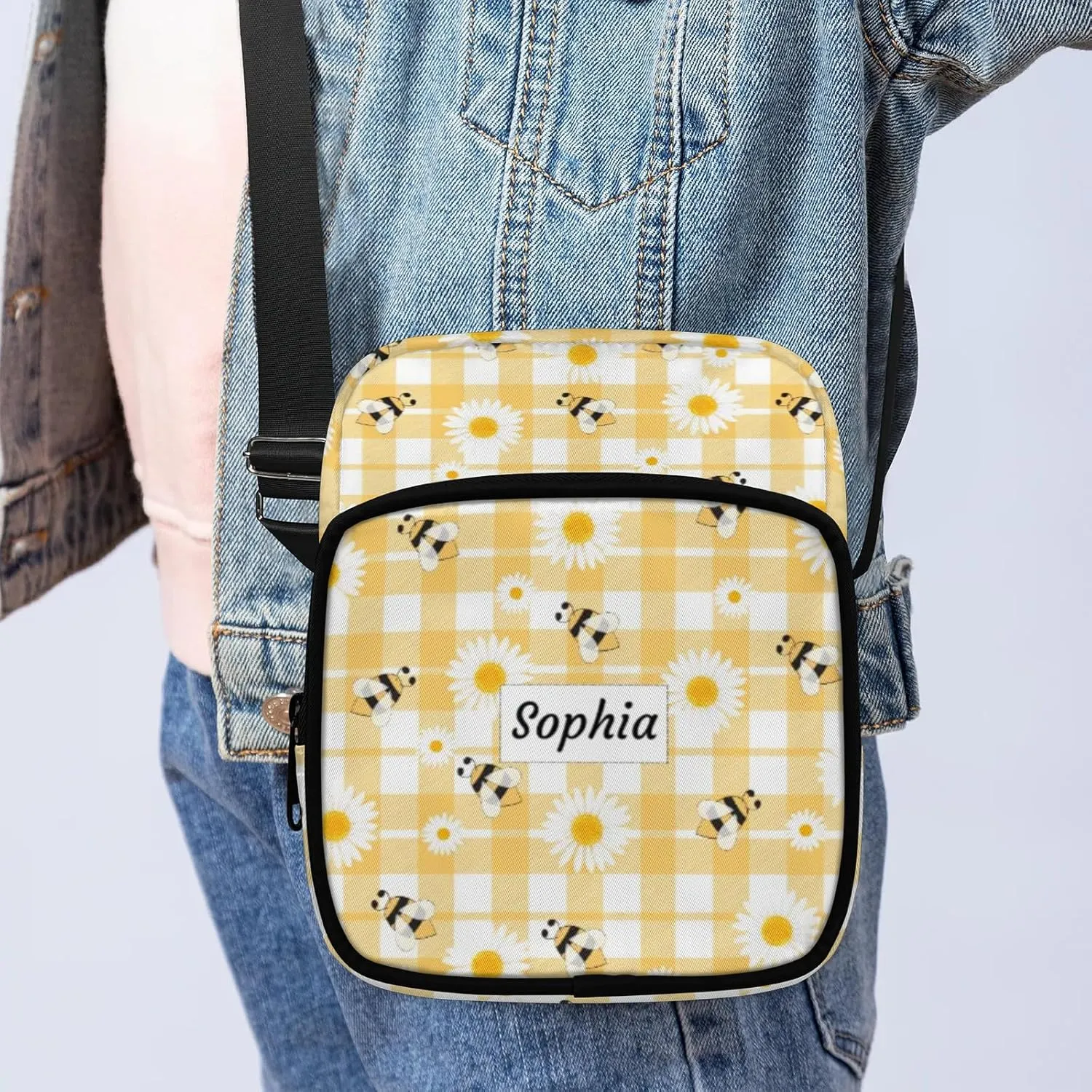 TropicalLife Personalized Crossbody Bag for Women Men Custom Name Messenger Bags