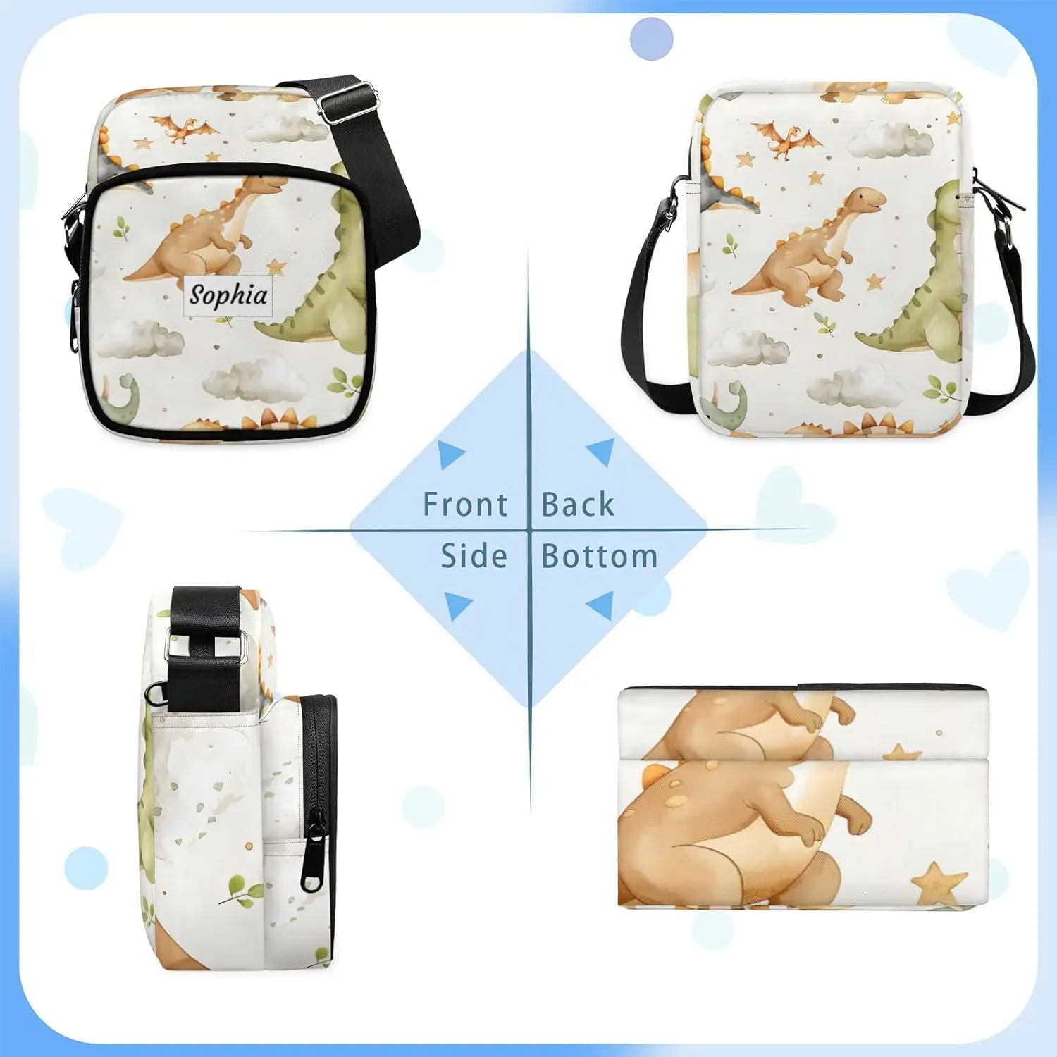 TropicalLife Personalized Crossbody Bag for Women Men Custom Name Messenger Bags