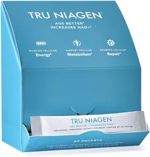 TRU NIAGEN NAD  Booster with Hydration & Prebiotic Support Award-Winning Nicotinamide Riboside Mixing Powder for Cellular Energy, Repair & Healthy Aging - 30ct/300mg Stick Packs: On-The-Go Supplement