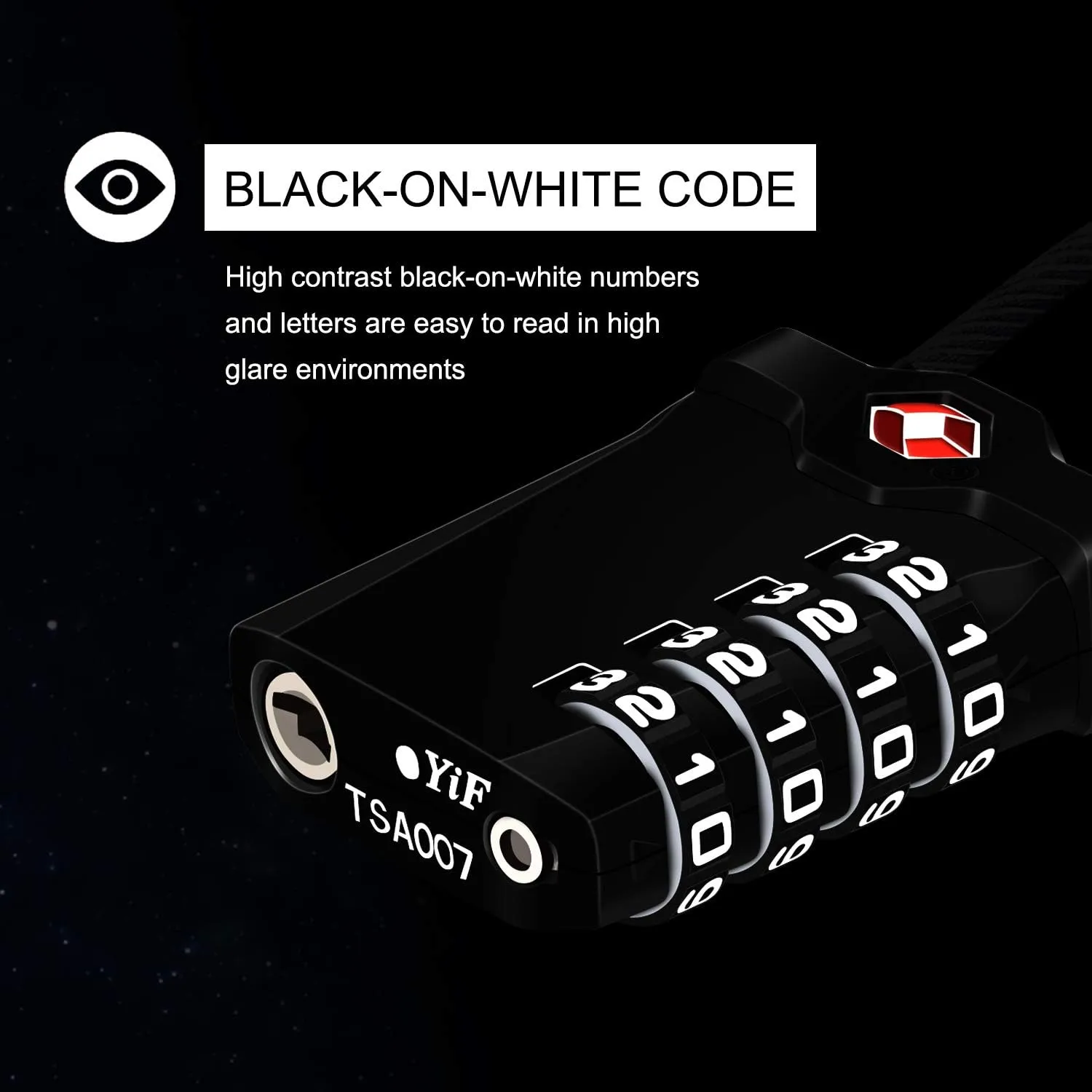 TSA Luggage Locks, 2 Packs, 4-Digit Combination Lock Security Padlock Travel Lock, with 14cm Flexible Cable for Suitcase Luggage Backpack School or Gym Cabinet, etc. (Black)