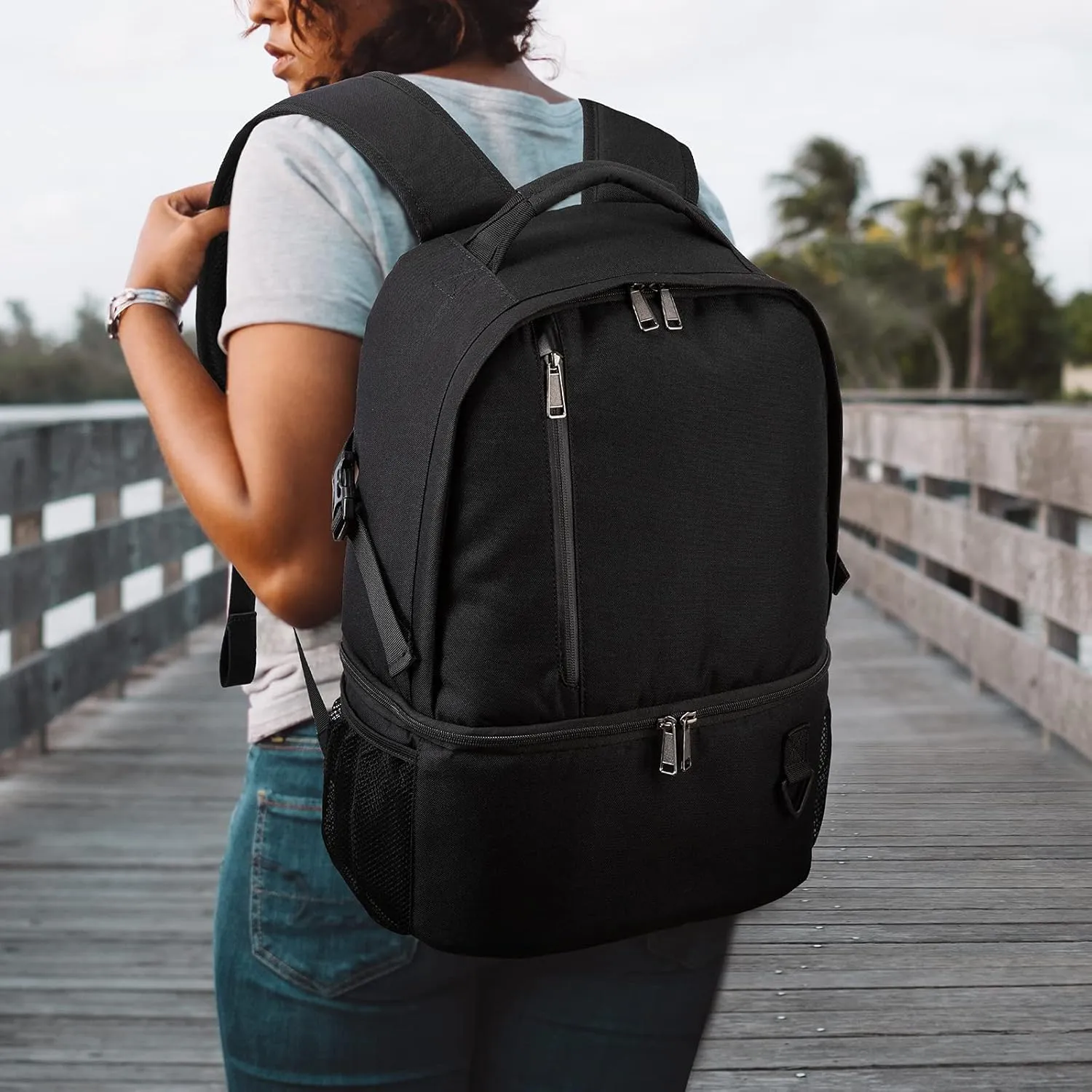 TUGUAN Insulated Cooler Backpack 38/42 Cans Double Deck Leakproof Lightweight Soft Lunch Backpack Small Cooler Bag Beach Picnic