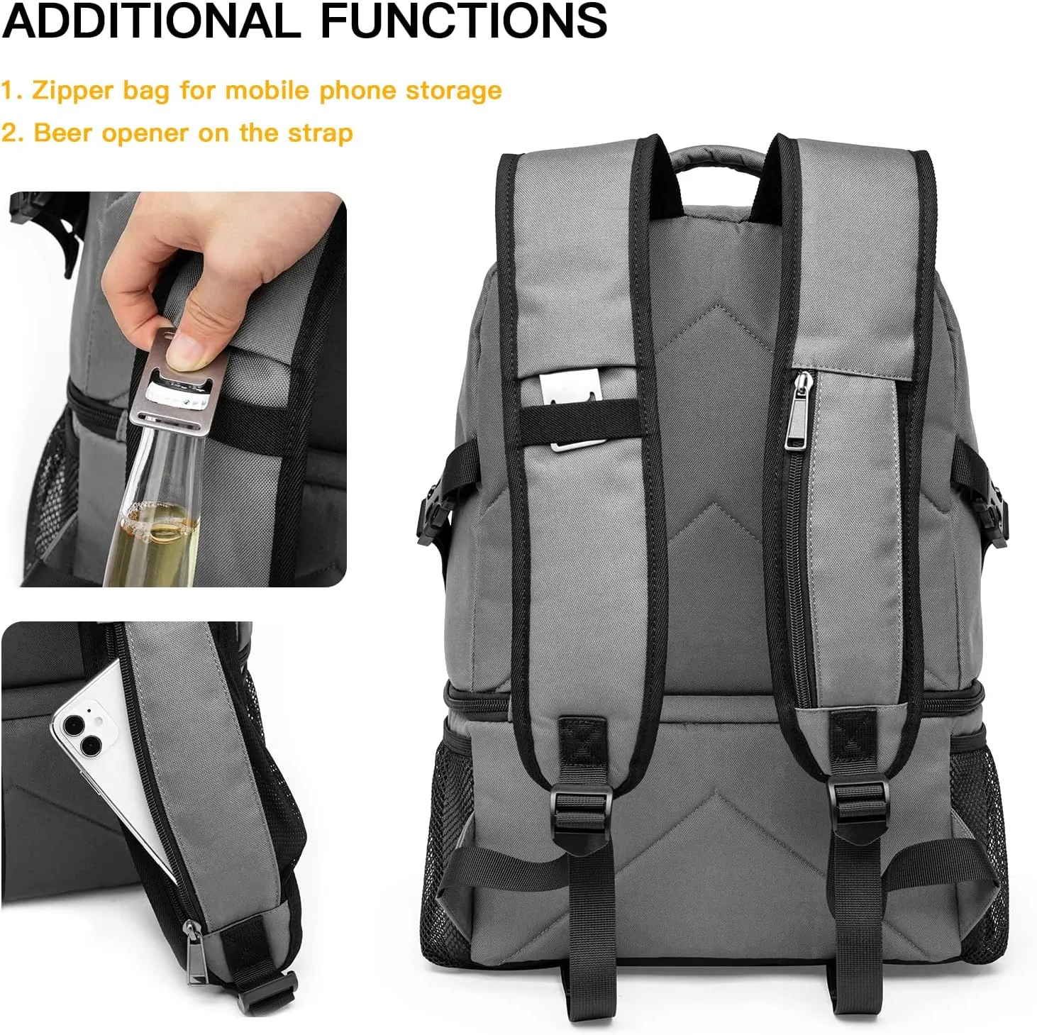 TUGUAN Insulated Cooler Backpack 38/42 Cans Double Deck Leakproof Lightweight Soft Lunch Backpack Small Cooler Bag Beach Picnic