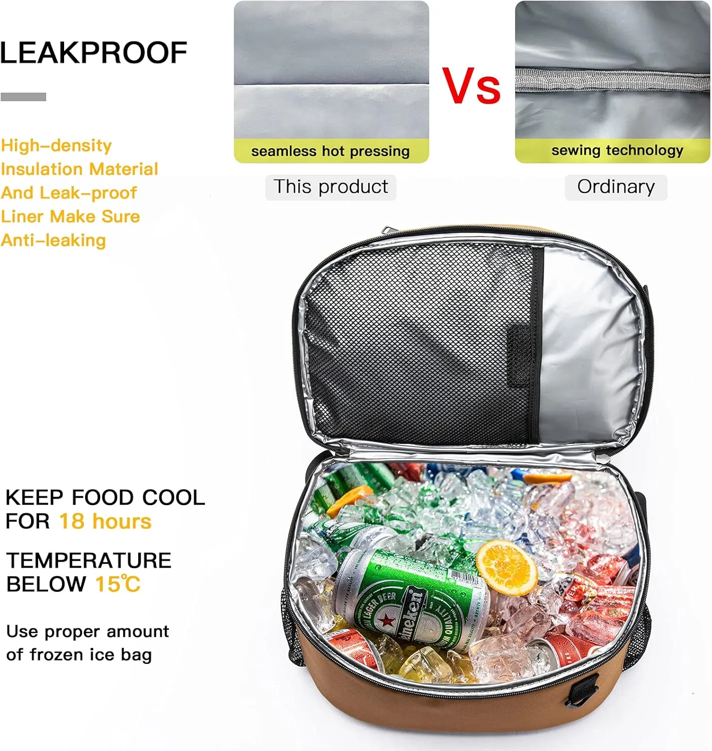 TUGUAN Insulated Cooler Backpack 38/42 Cans Double Deck Leakproof Lightweight Soft Lunch Backpack Small Cooler Bag Beach Picnic