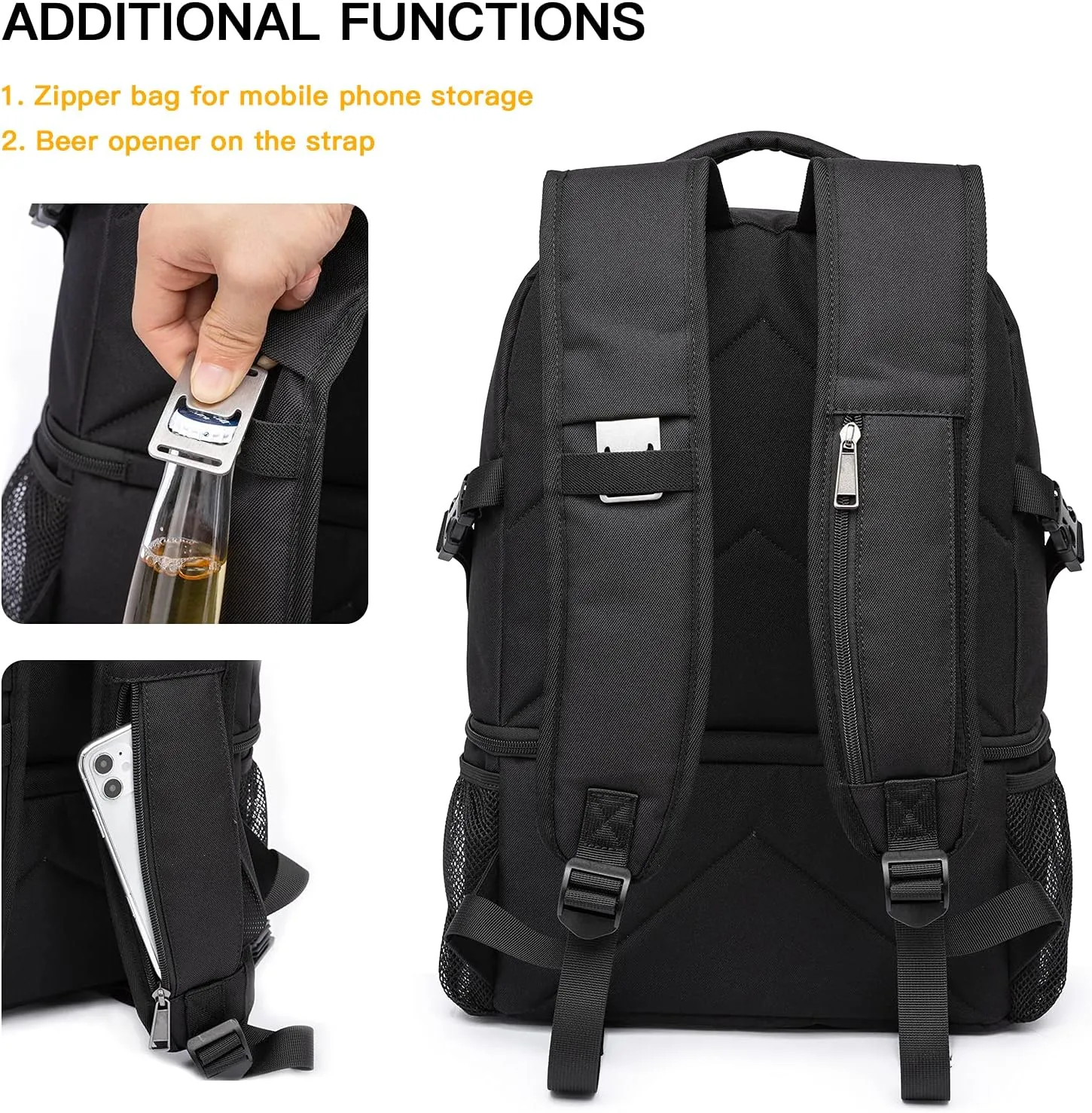 TUGUAN Insulated Cooler Backpack 38/42 Cans Double Deck Leakproof Lightweight Soft Lunch Backpack Small Cooler Bag Beach Picnic